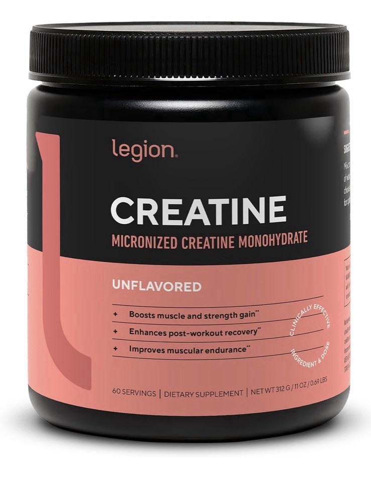 LEGION Micronized Creatine Monohydrate Muscles Recovery Unflavored 11oz Powder