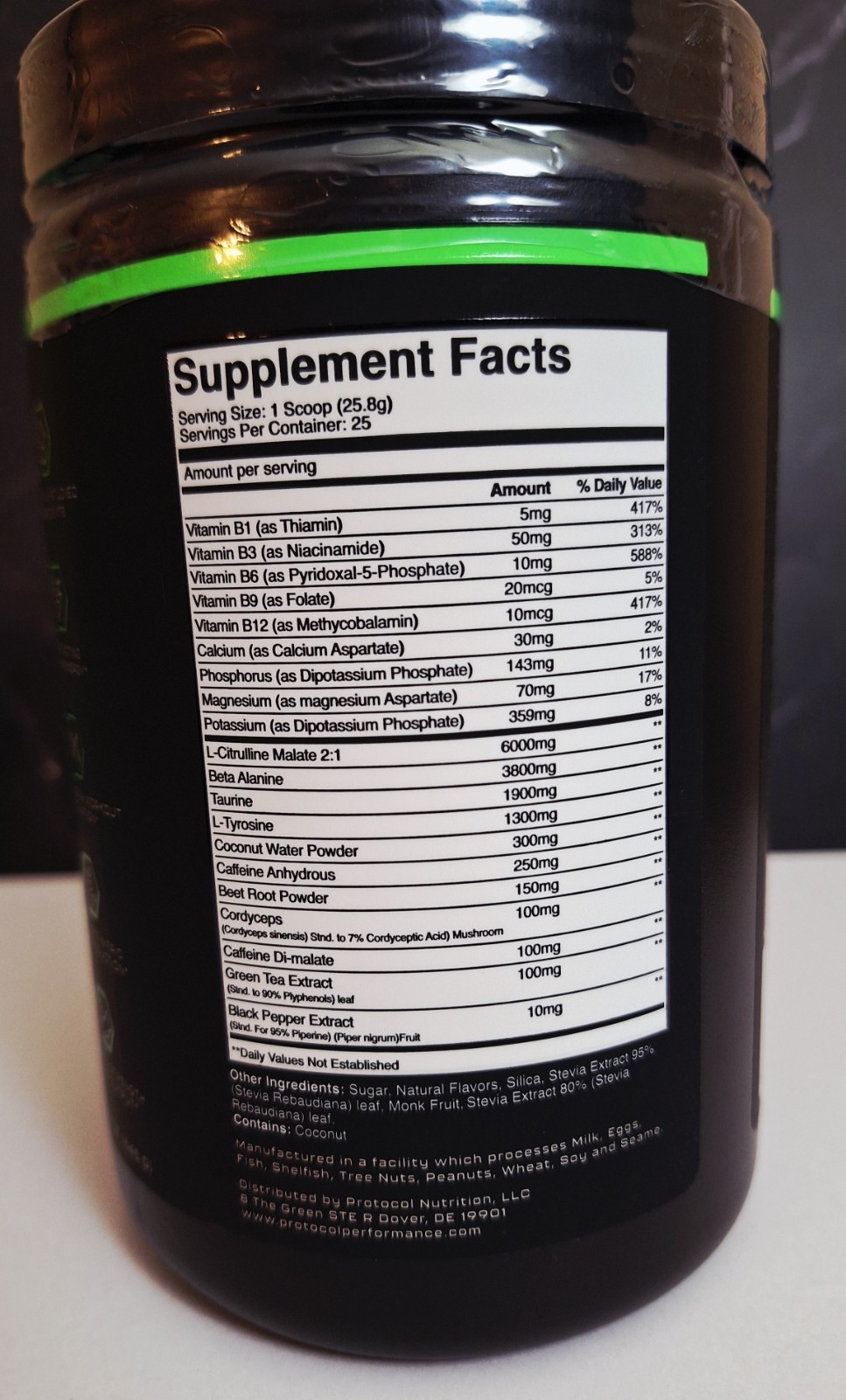 Protocol Preworkout, 25 Serv🍒 Limeade,Natural Flavor, 350mg Caffeine⚡️08/2027✨️