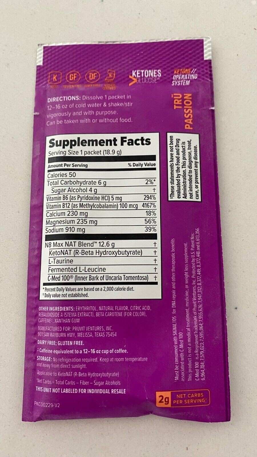 🔥Pruvit Keto OS NAT Ketones Charged Tru Passion 5 pack Free Ship! Exp 2025