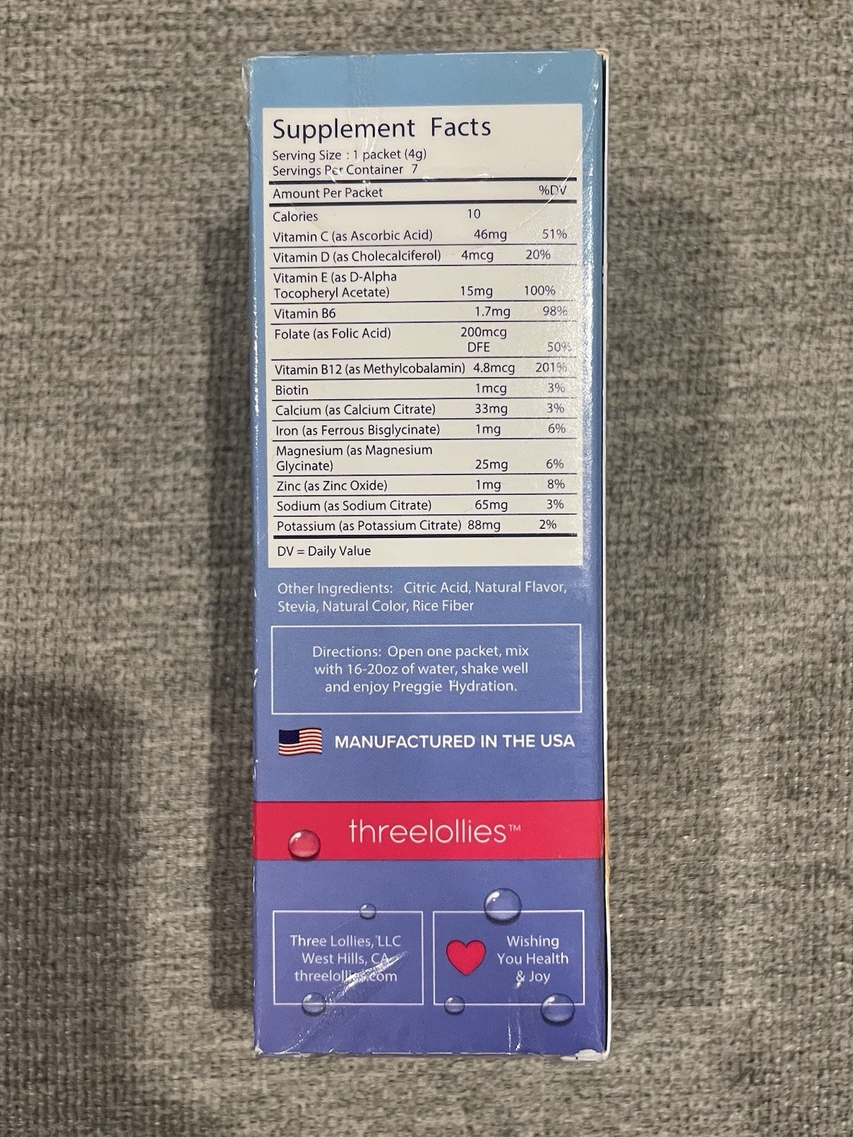 Threelollies 9 Month Preggie Hydration Support Mixed Berry 7 Count Box