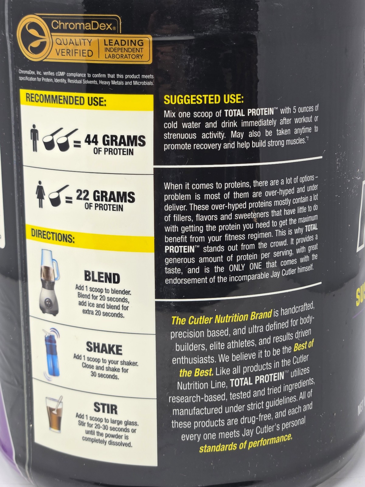 Cutler Nutrition Total Protein Powder – 4.5 lbs (62 Servings) Choose Your Flavor