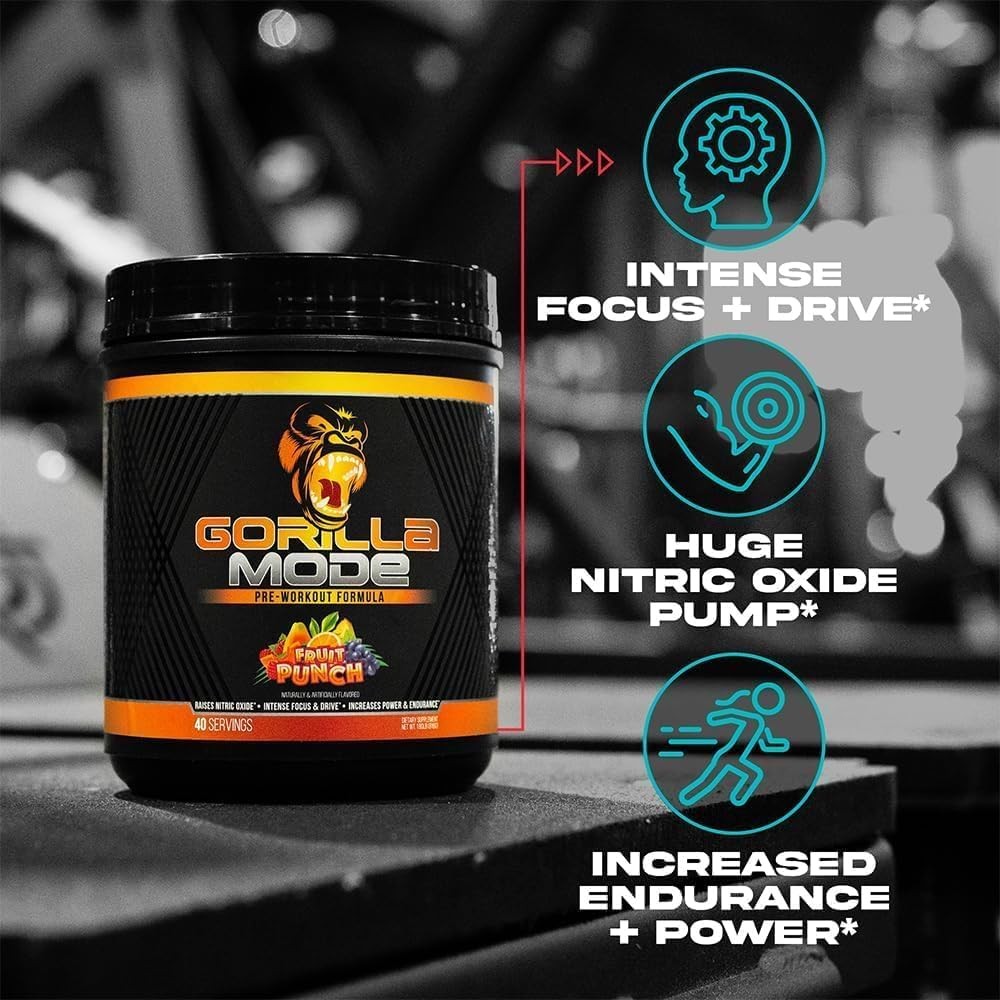Gorilla Mode Pre Workout – L-Citrulline, Pumps, Laser Focus, Energy, Power