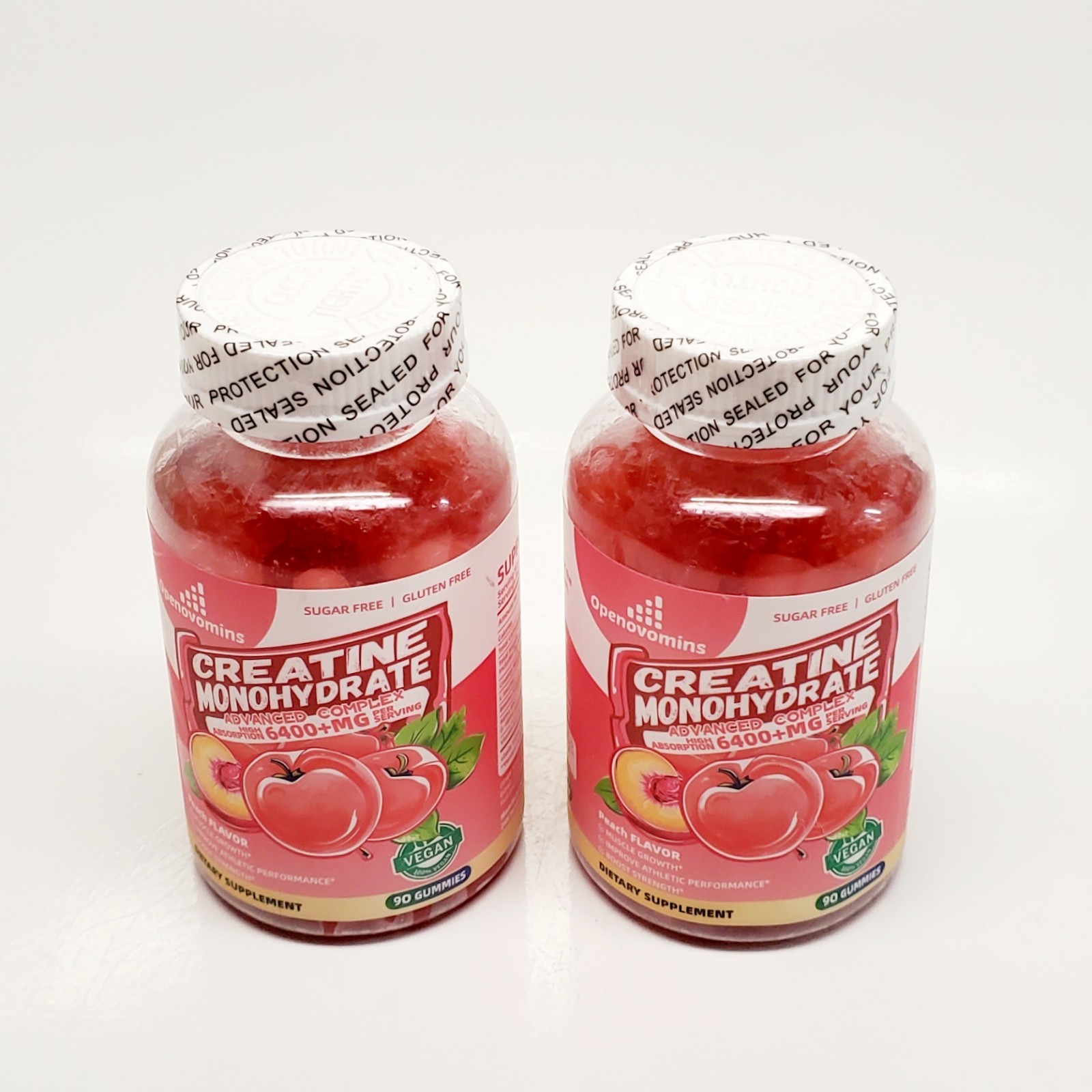 2ct Creatine Monohydrate Gummies 6400mg Peach Flavor- High Absorption-Sugar Free