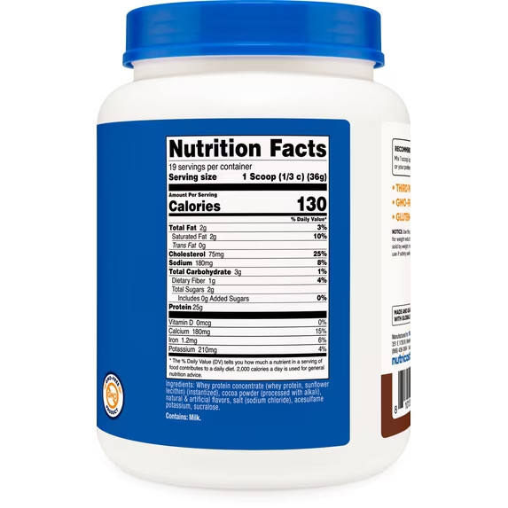 Nutricost Whey Protein Concentrate Powder Chocolate 1.5 lb 25g Protein