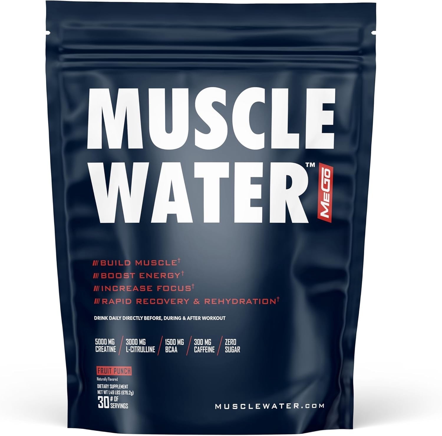i Muscle Water Pre Workout Powder Muscle+Pump+Energy 20+ Supplements Fruit Punch