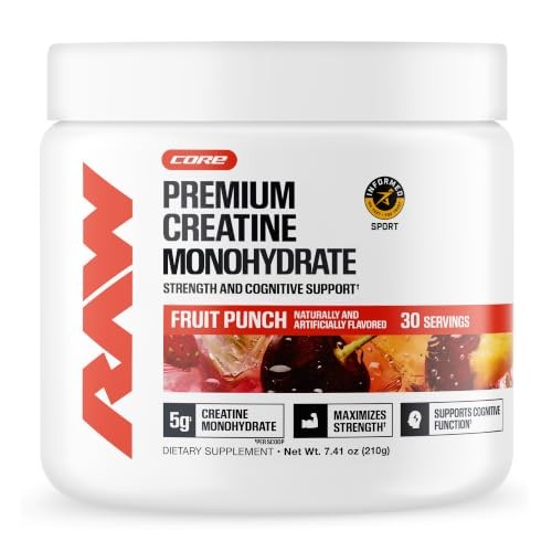 Creatine Monohydrate Powder Fruit Punch 30 Servings Muscle