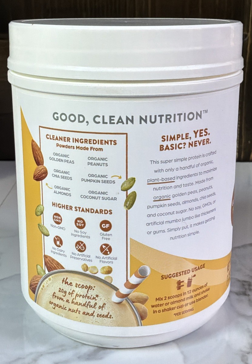 Orgain Simple Plant Protein Powder Organic Gluten-Free Peanut Butter 20 oz