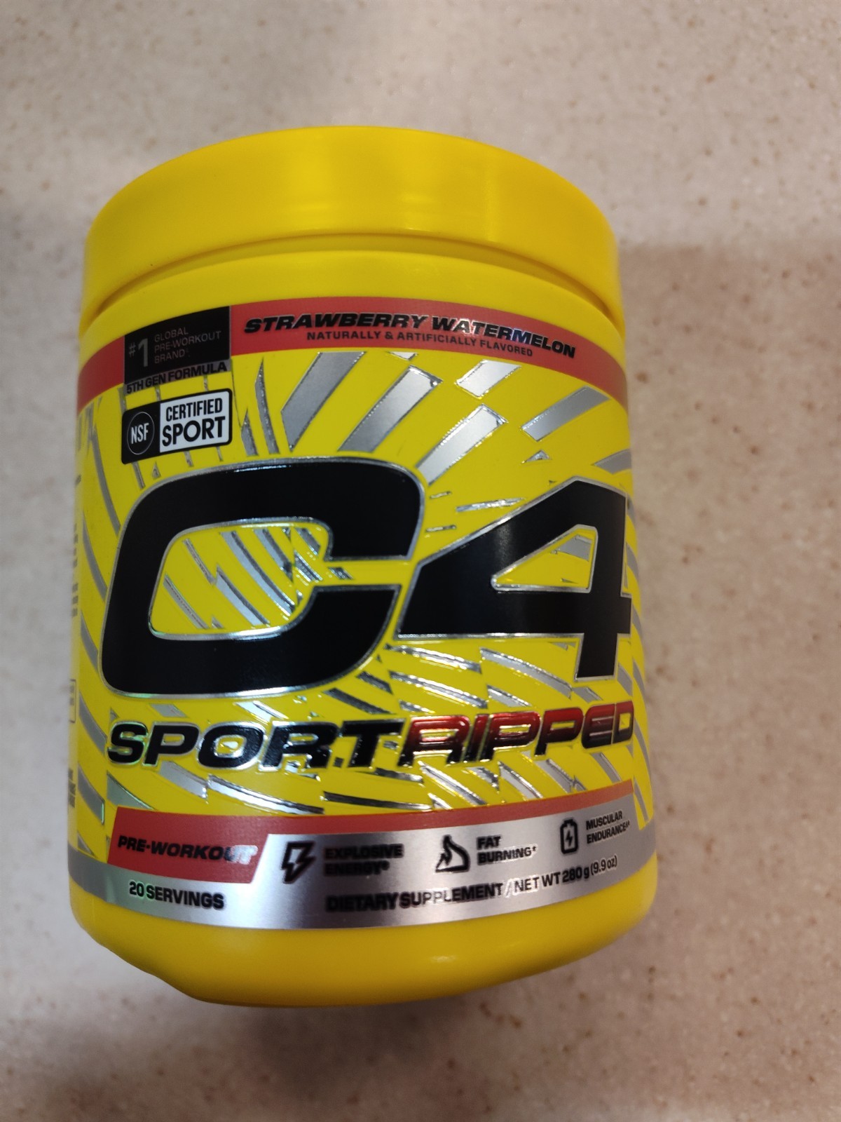 C4 Sport Ripped Strawberry Watermelon Pre-Workout Powder 9.9oz.