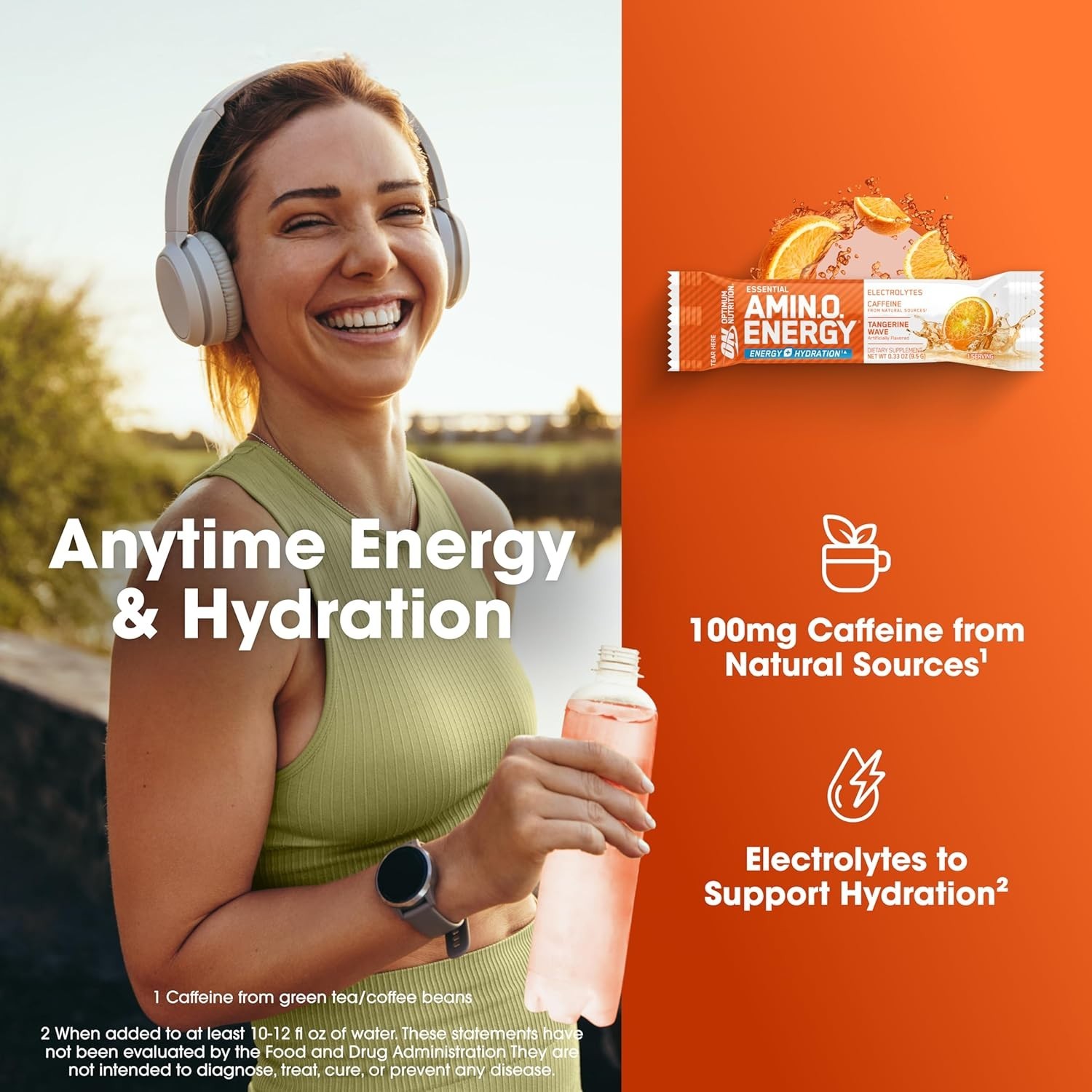Banned Substance Tested Amino Energy + Electrolytes, 7 Count Tangerine Packs