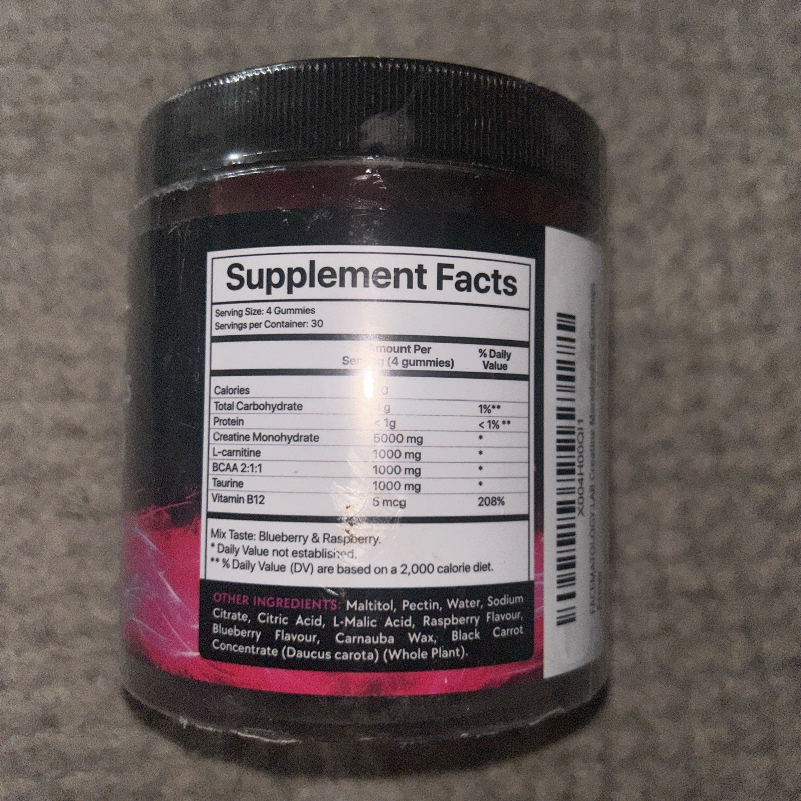 Creatine Monohydrate Gummies 120 ct – 5g Creatine + BCAA Taurine B12 Vegan