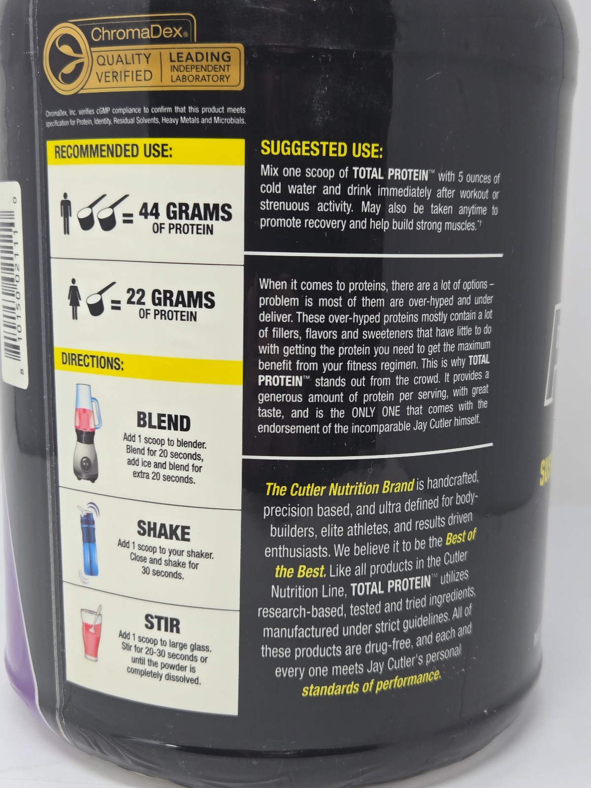 Cutler Nutrition Total Protein Powder – 4.5 lbs (62 Servings) Choose Your Flavor