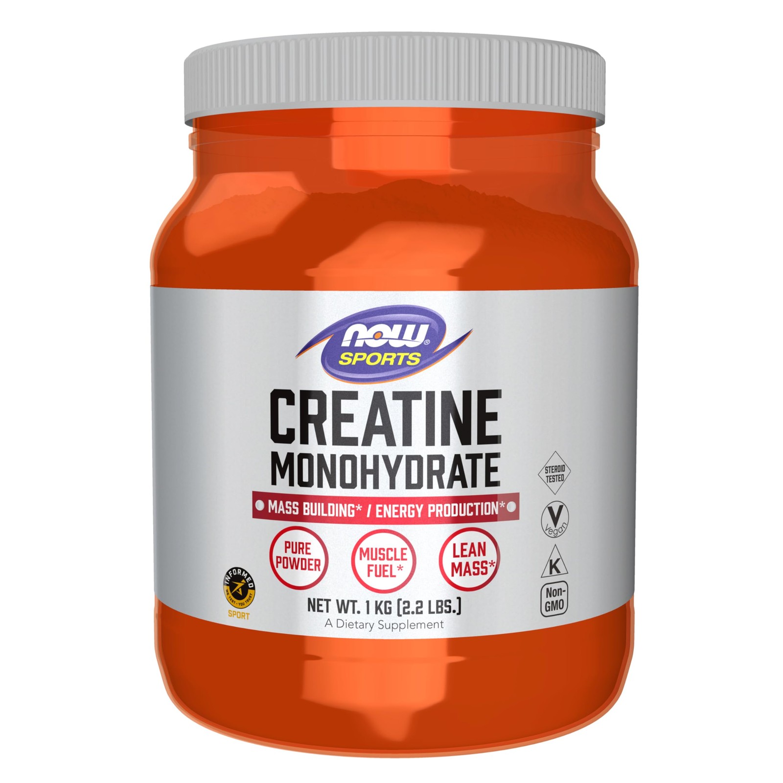 NOW Foods Sports Nutrition, Creatine 2.2 Pound (Pack of 1), White/Cream