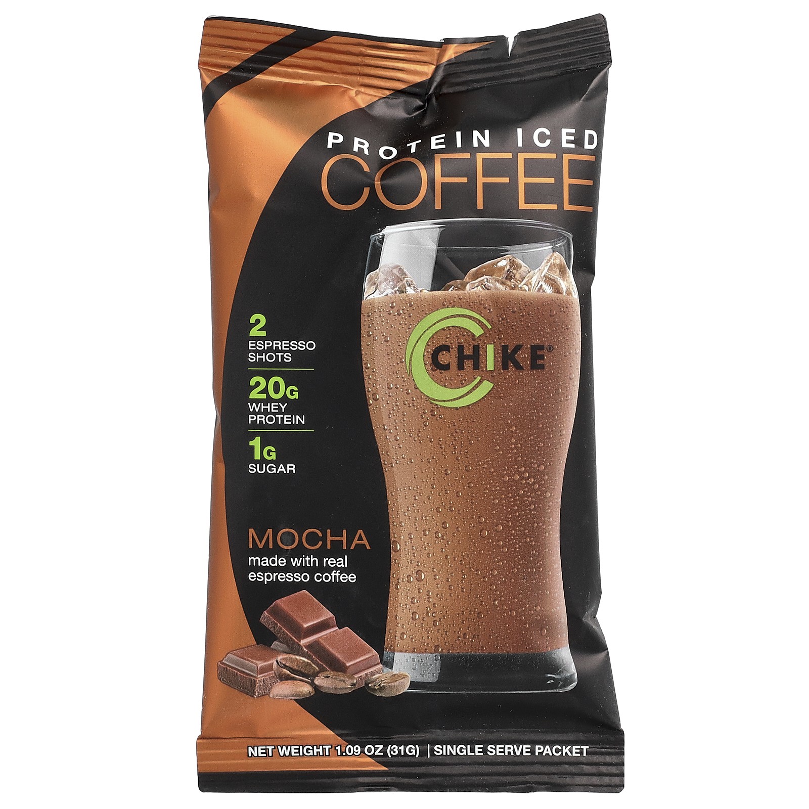 High Protein Iced Coffee, Mocha, 12 Packets, 1.09 oz (31 g) Each