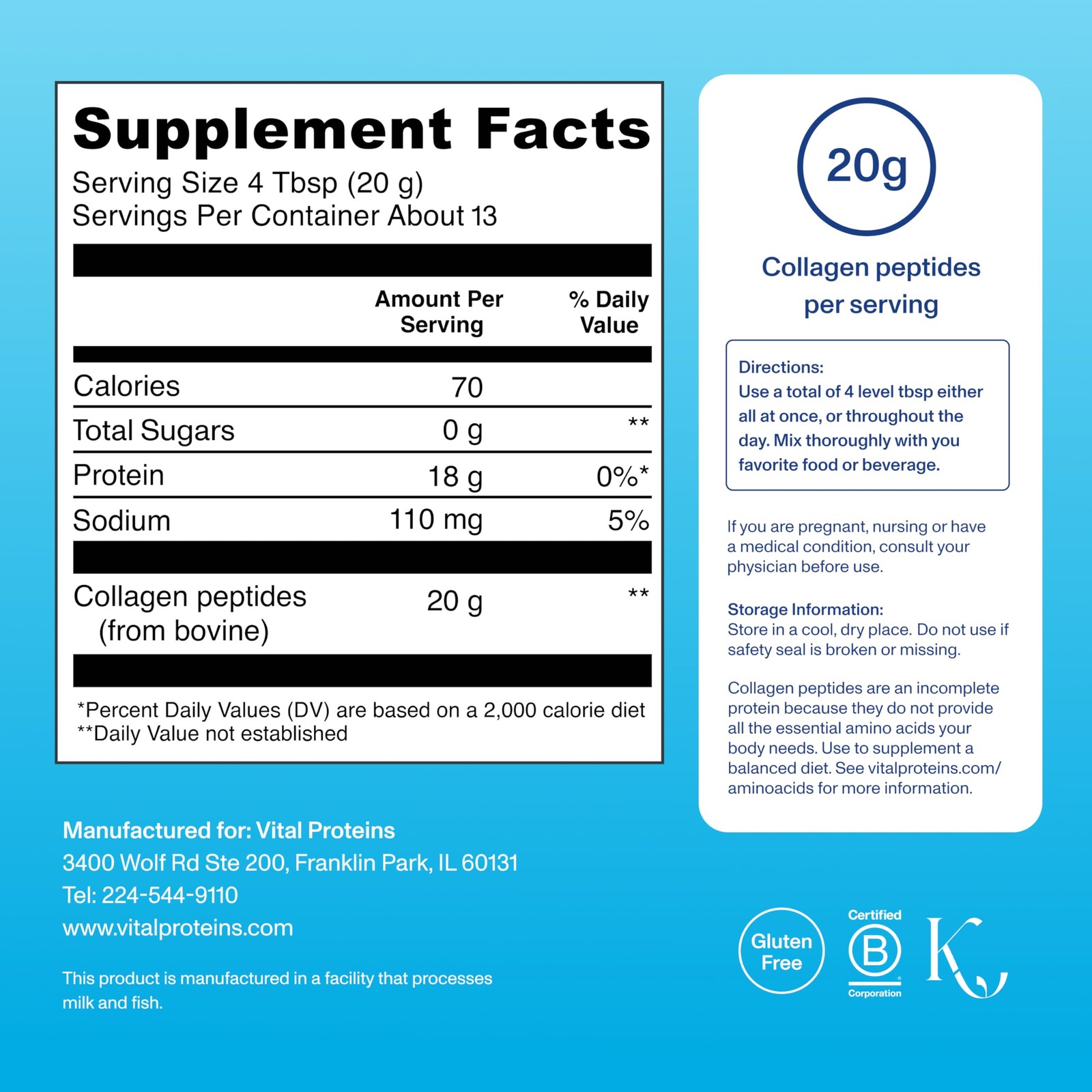 Vital Proteins Collagen Peptides Powder – Supports 13 Servings (Pack of 1)