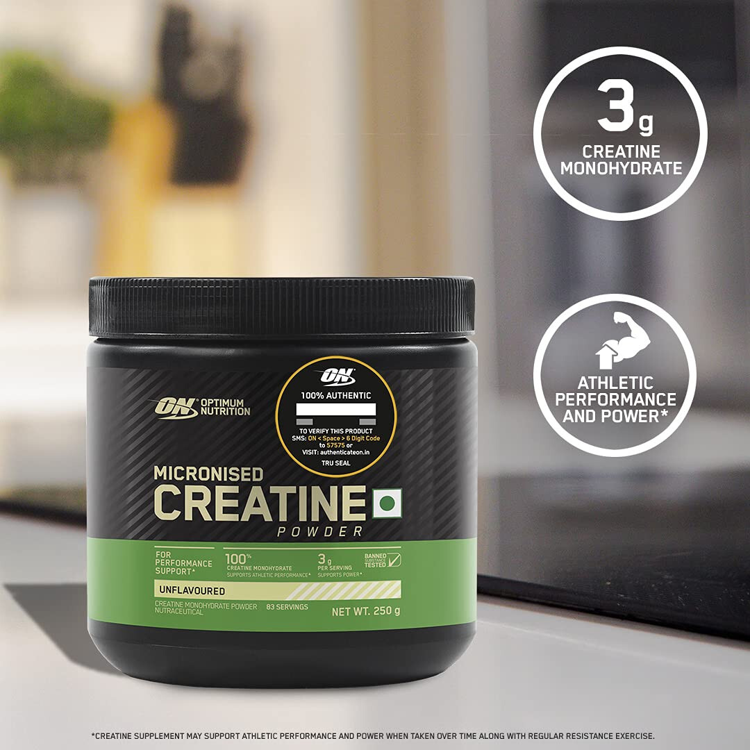 Optimum Nutrition (ON) Micronized Creatine Powder 250gm 83 Serves, Unflavoured