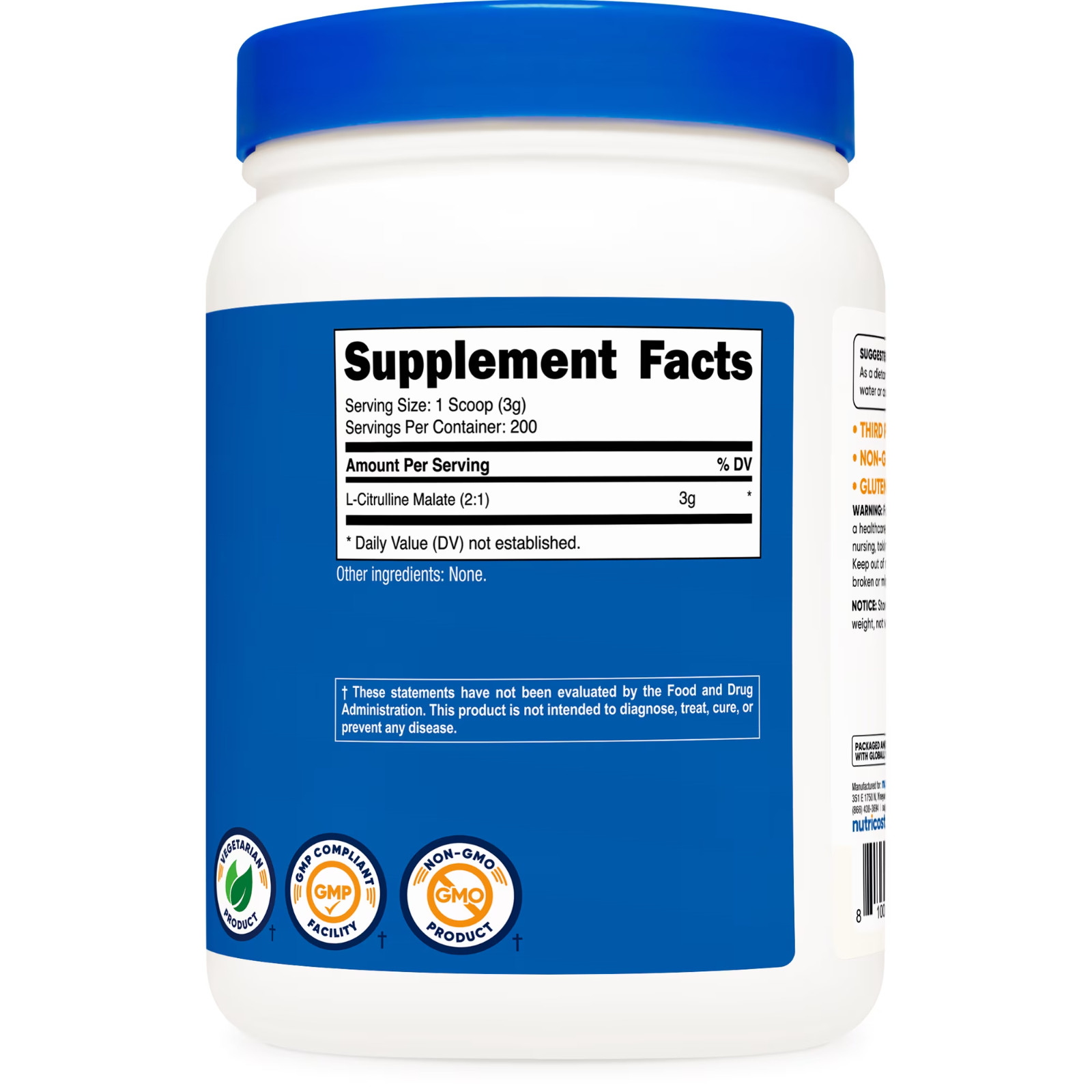 Nutricost L-Citrulline Malate 2:1 Powder 600g Pre Workout Supplement