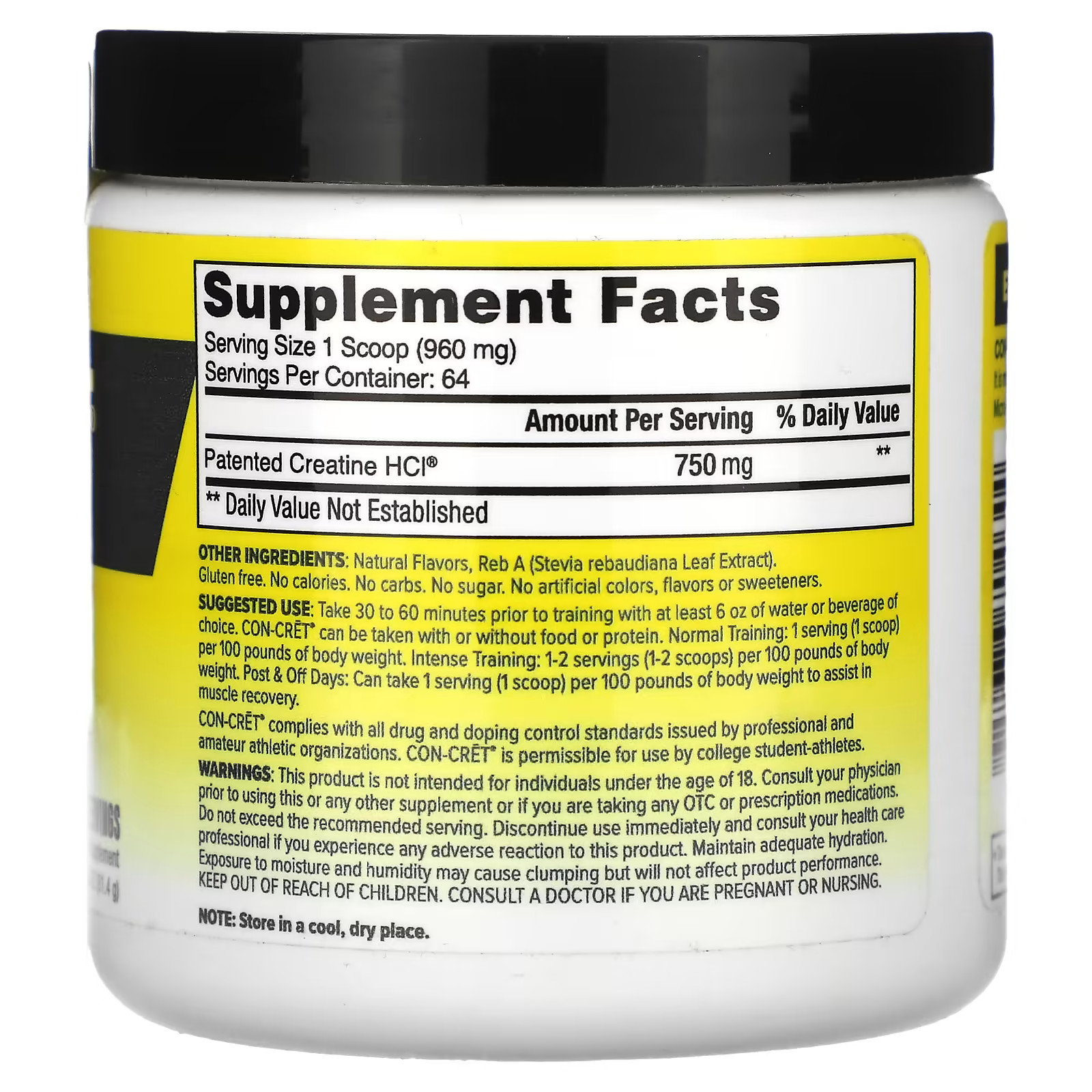 2 X Con-Cret, Patented Creatine HCl, Lemon-Lime, 62.4 g (2.2 oz)