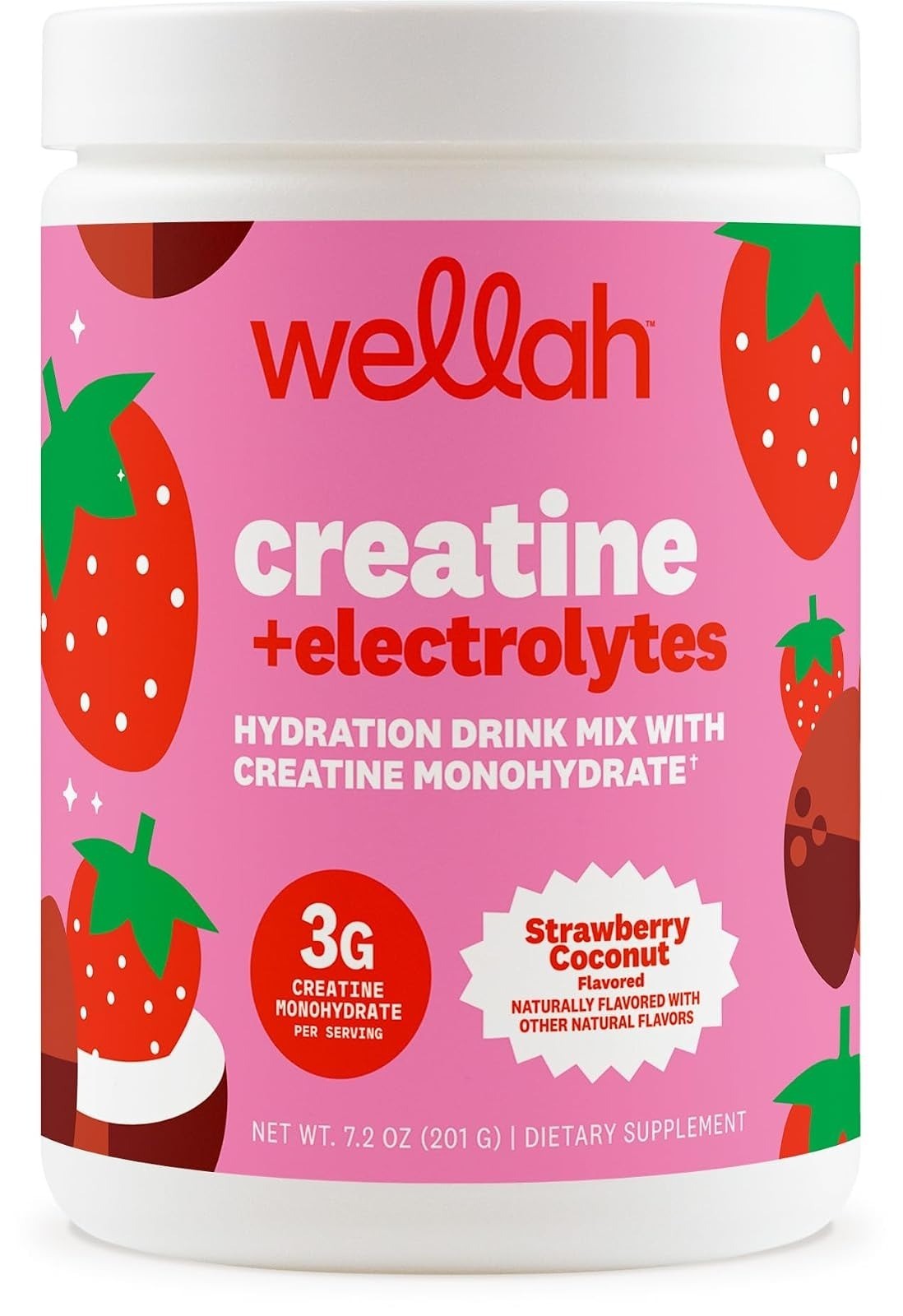 Wellah Creatine + Electrolytes Powder – Strawberry Lemonade – 30 Servings