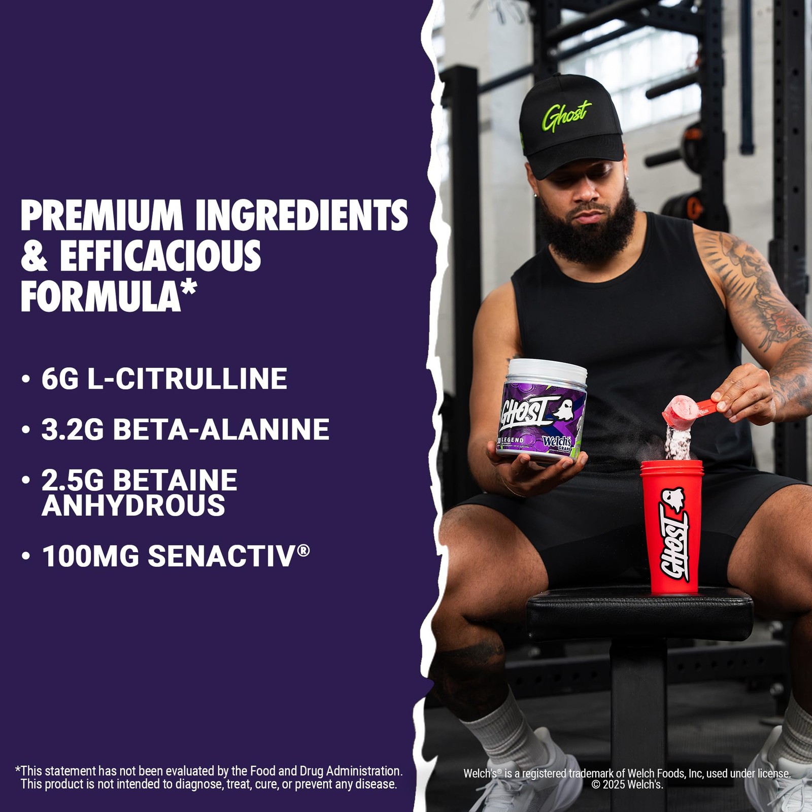GHOST Legend Pre-Workout Powder, Welch’s Grape – 30 1.39 Pound (Pack of 1)