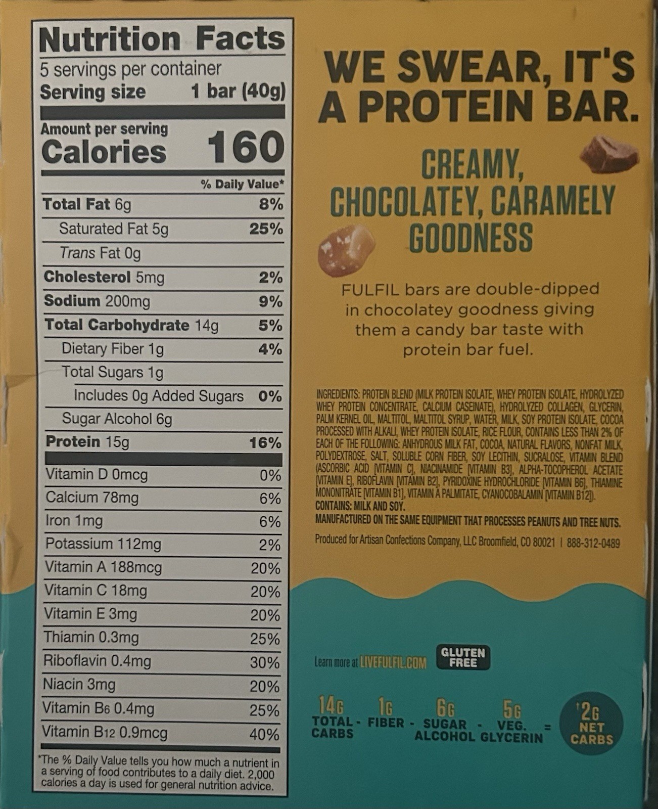 4-Fulfil Protein Bar Chocolate Salted Caramel Flavor Gluten Free BB-08/2026