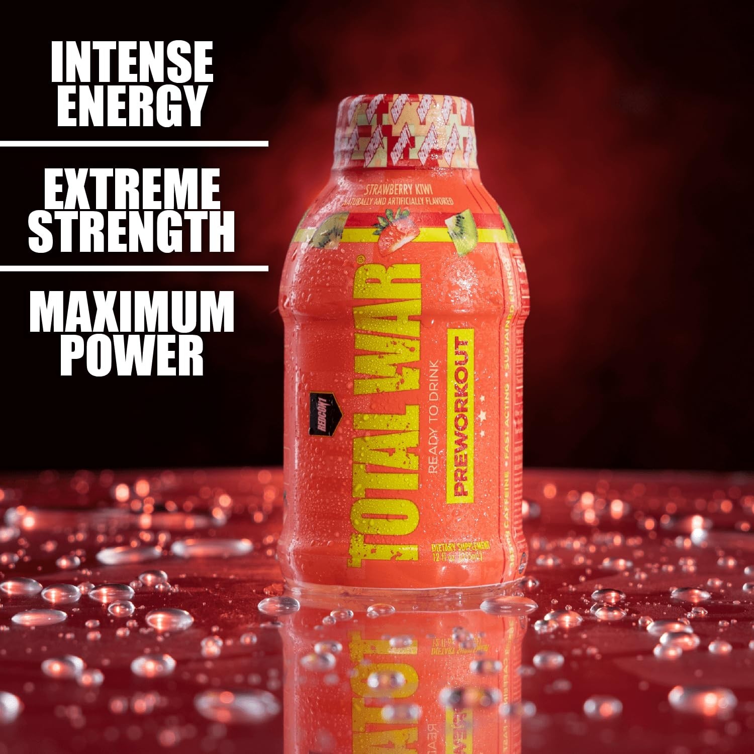 REDCON1 Total War Pre Workout Energy 300mg Caffeine Shots Watermelon 12 PACK