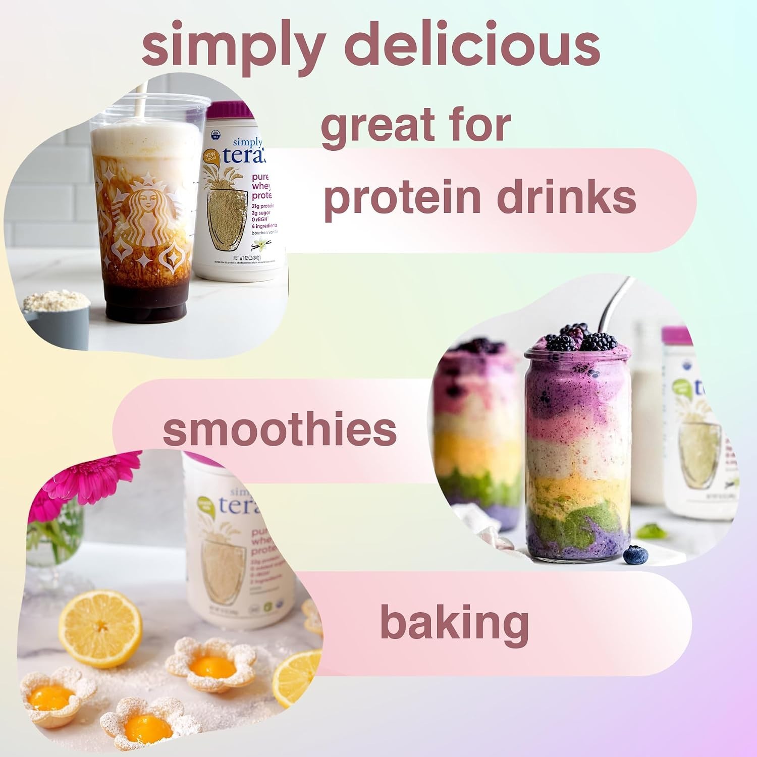 Simply Tera’s Pure Whey Protein Powder Unflavored 12 Oz Grass Fed Non-GMO Kosher