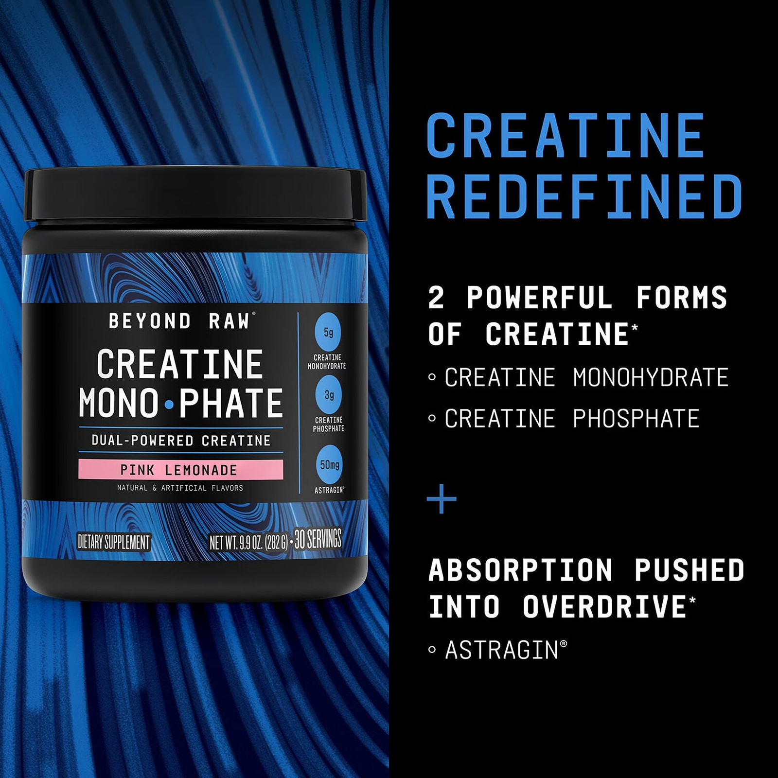 Creatine Monophate, Pink Lemonade, 30 Servings, 9.9 Oz (Pack of 1)