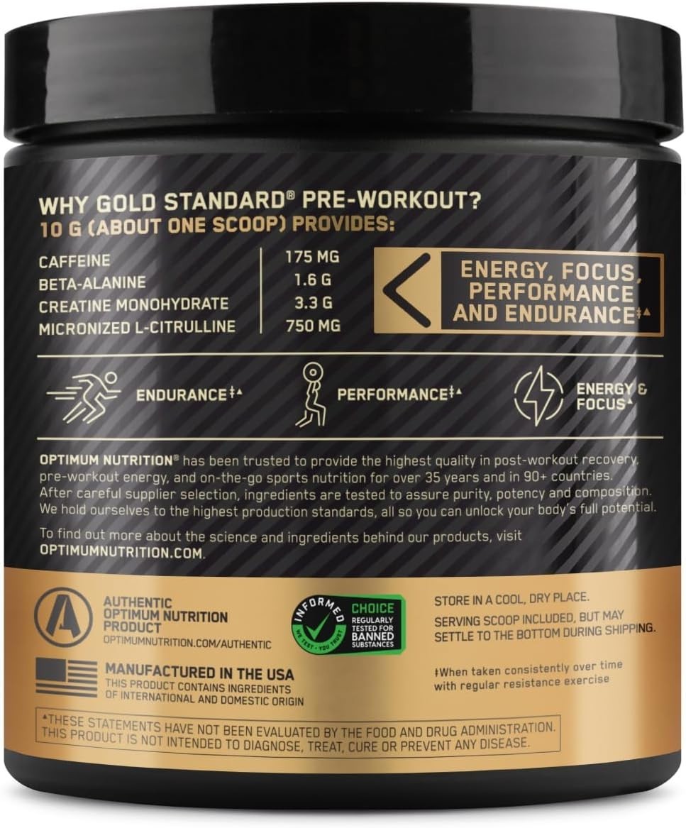 Vitamin D Infused Gold Standard Pre-Workout – 30 Servings, Creatine & Caffeine