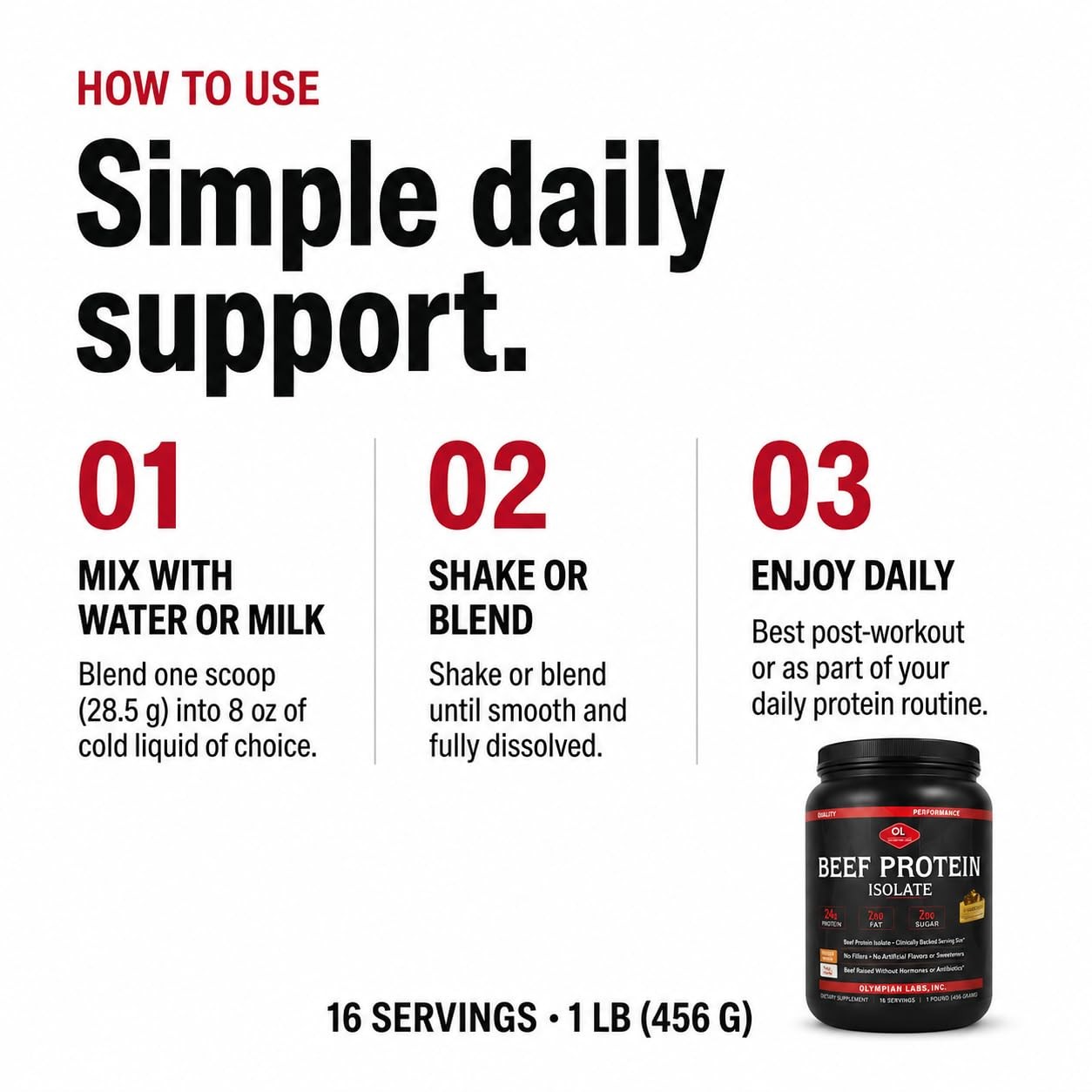 Olympian Labs Beef Protein 1lb Chocolate