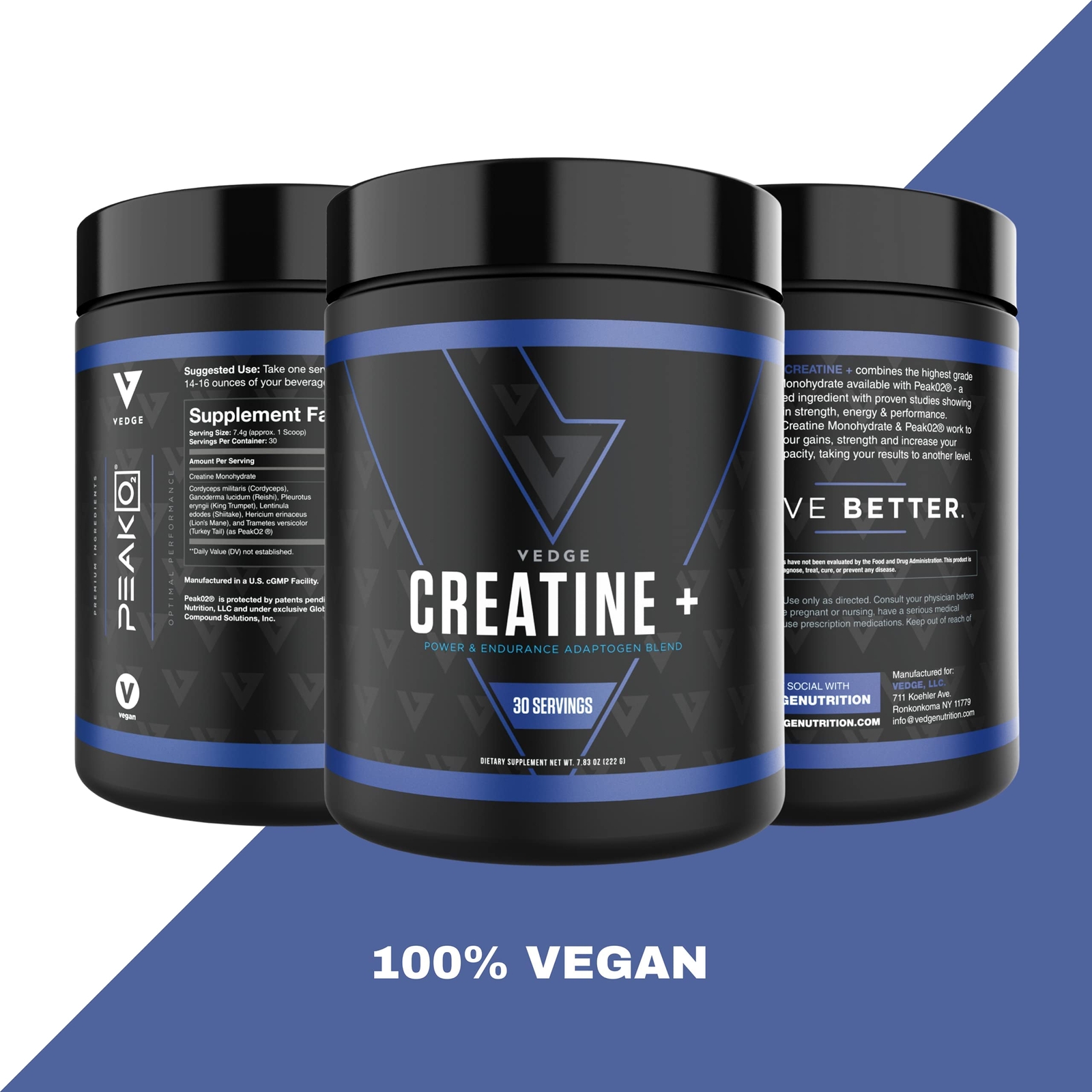 vedge Nutrition Creatine + | Vegan Plant-Based Creatine Monohydrate Powder | …