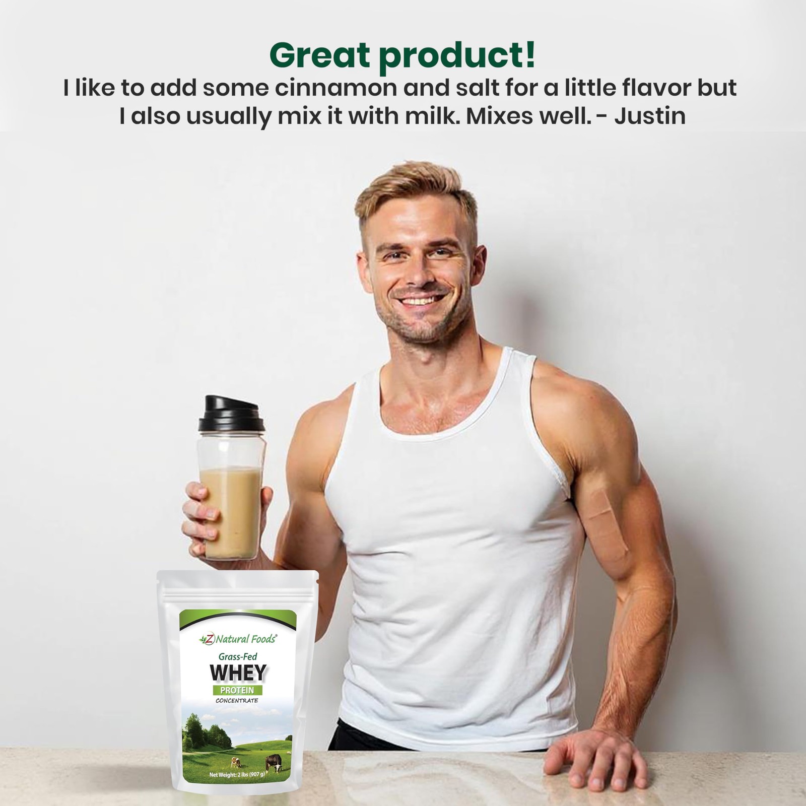 Z Natural Foods Grass-Fed Whey Protein Concentrate – Clean Whey Protein Powde…