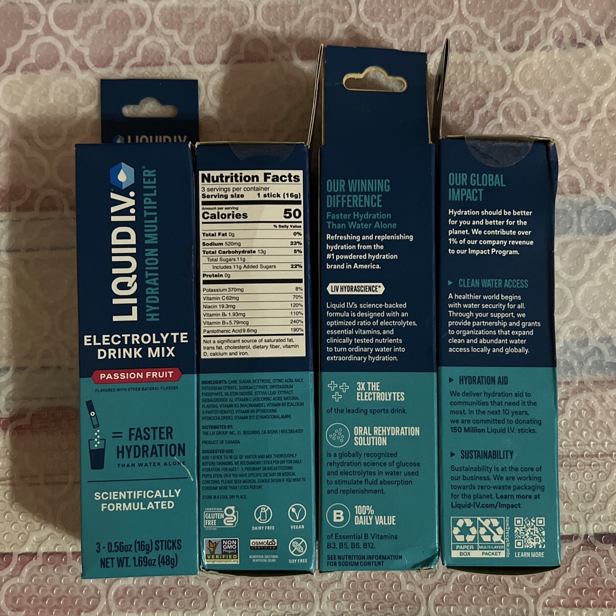4 Hydration Multiplier Liquid I.V. Electrolyte Passion Fruit BB 04/26 3 – Sticks
