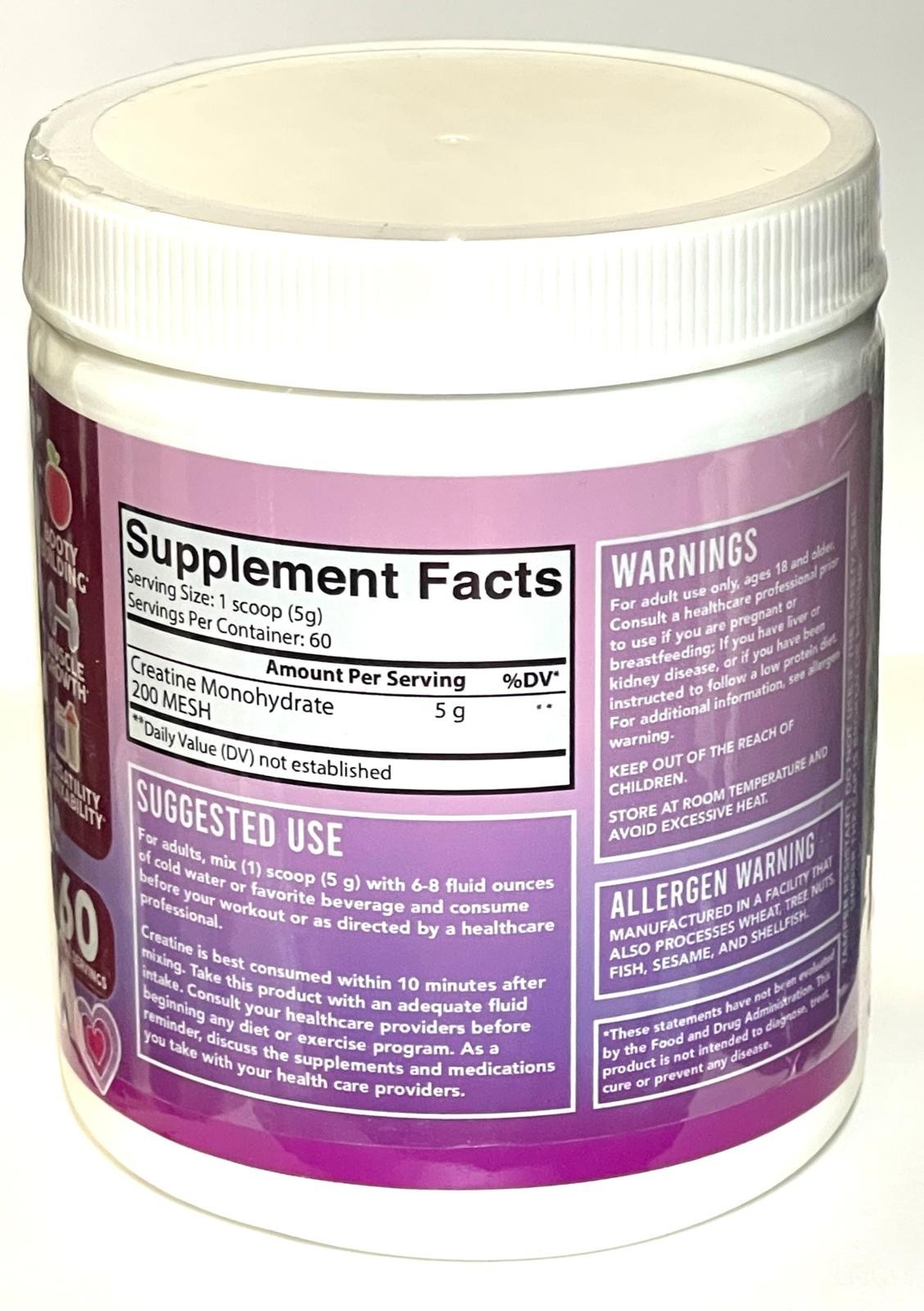 100% Creatine BETTER BODY Unflavored Drink Powder – 60 servings x 5g