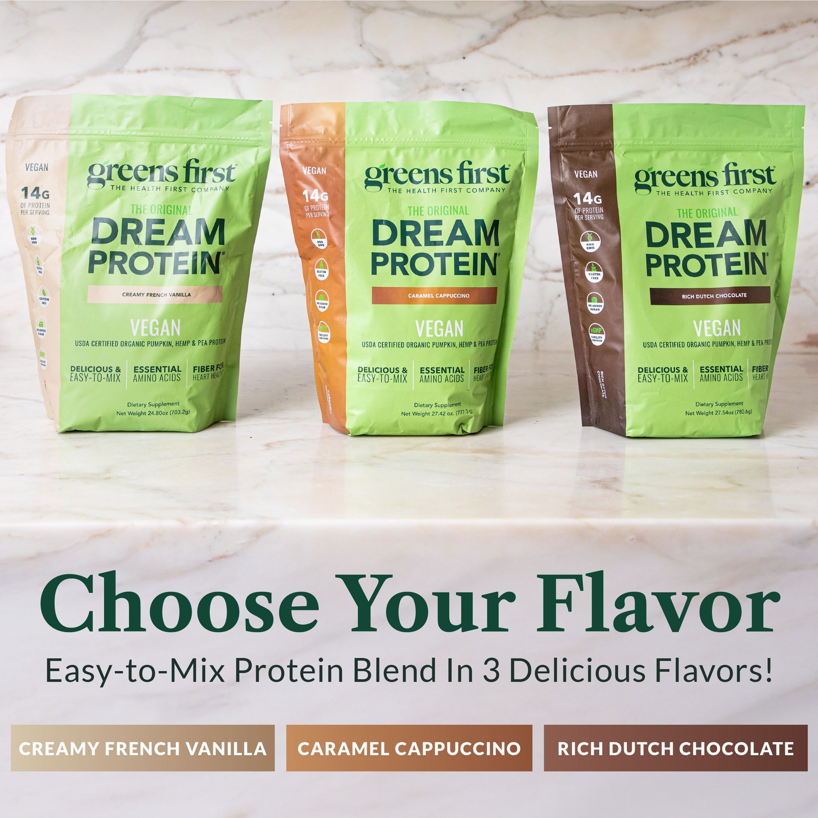 Greens First Dream Protein Plant-Based Vegan Powder – USDA Organic Pumpkin, Hemp