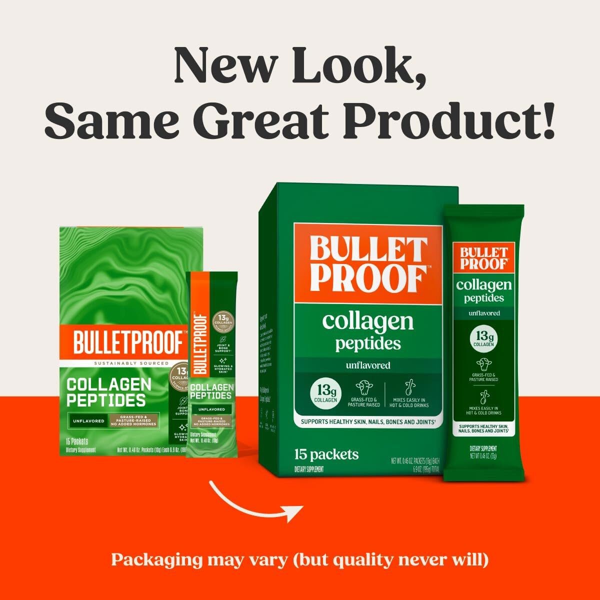 1/27 Bulletproof Unflavored Grass-Fed Collagen Peptides Powder Packets with Amin
