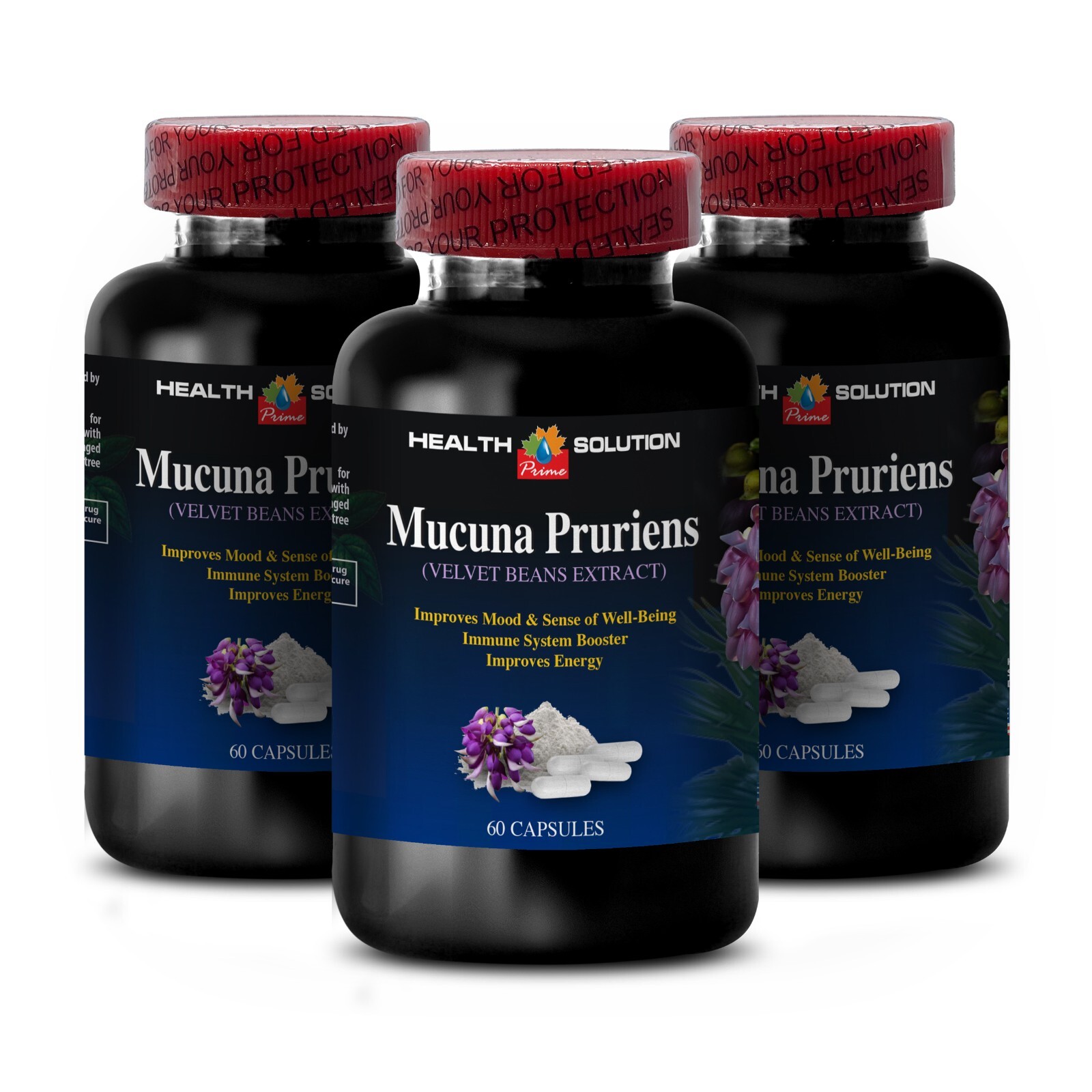 Muscle Gainer MUCUNA PRURIENS VELVET BEANS EXTRACT – mood support (6 Bottles)