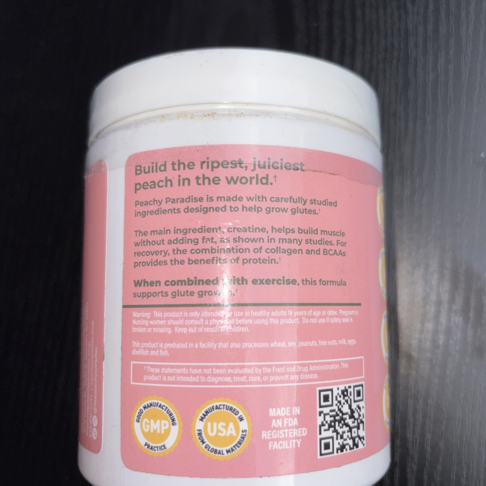 Peachy Paradise Creatine Monohydrate Powder, Booty Builder Creatine for Women
