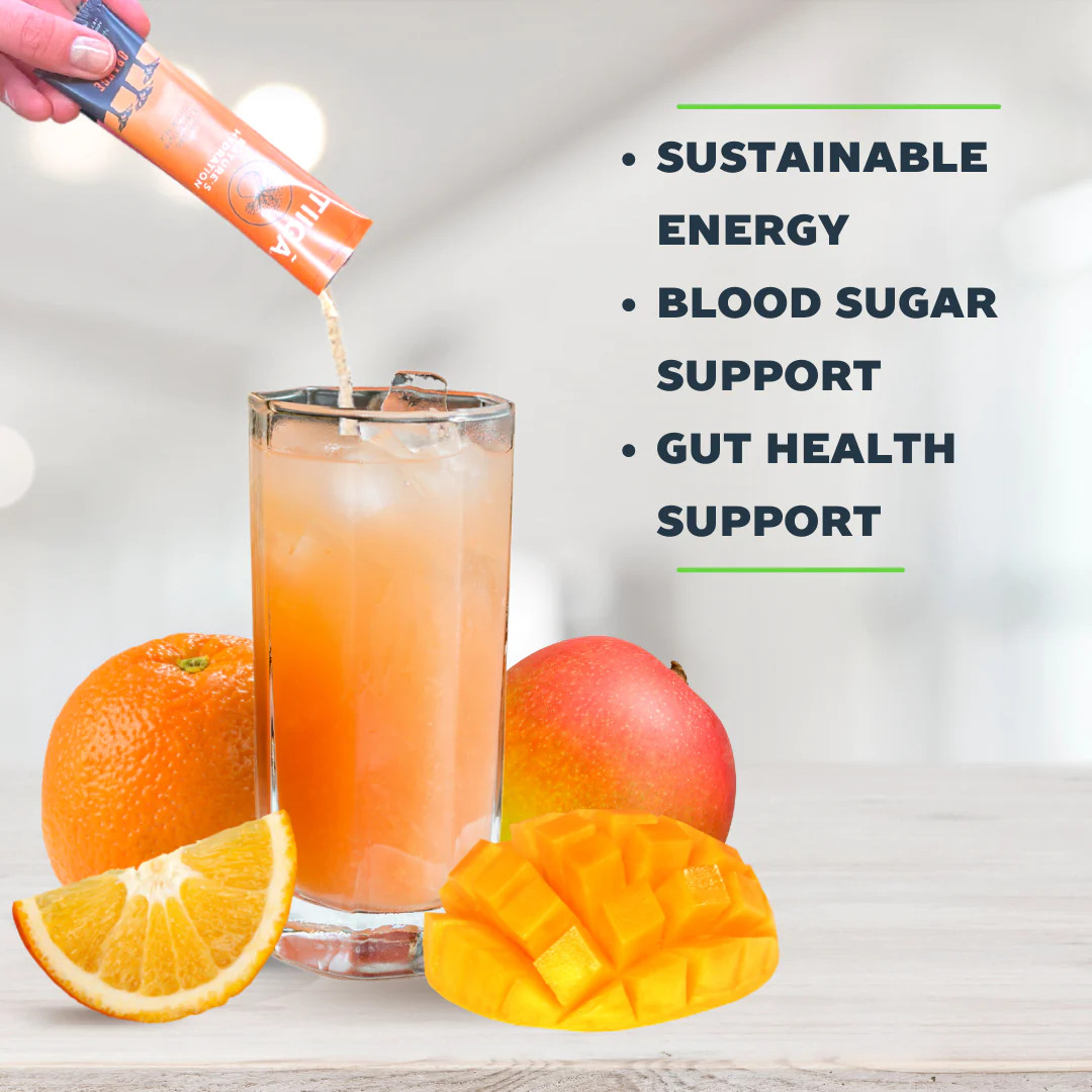 TIIGA Hydration Energy Drink Prebiotics Electrolytes Gut Health MANGO ORANGE 6pk