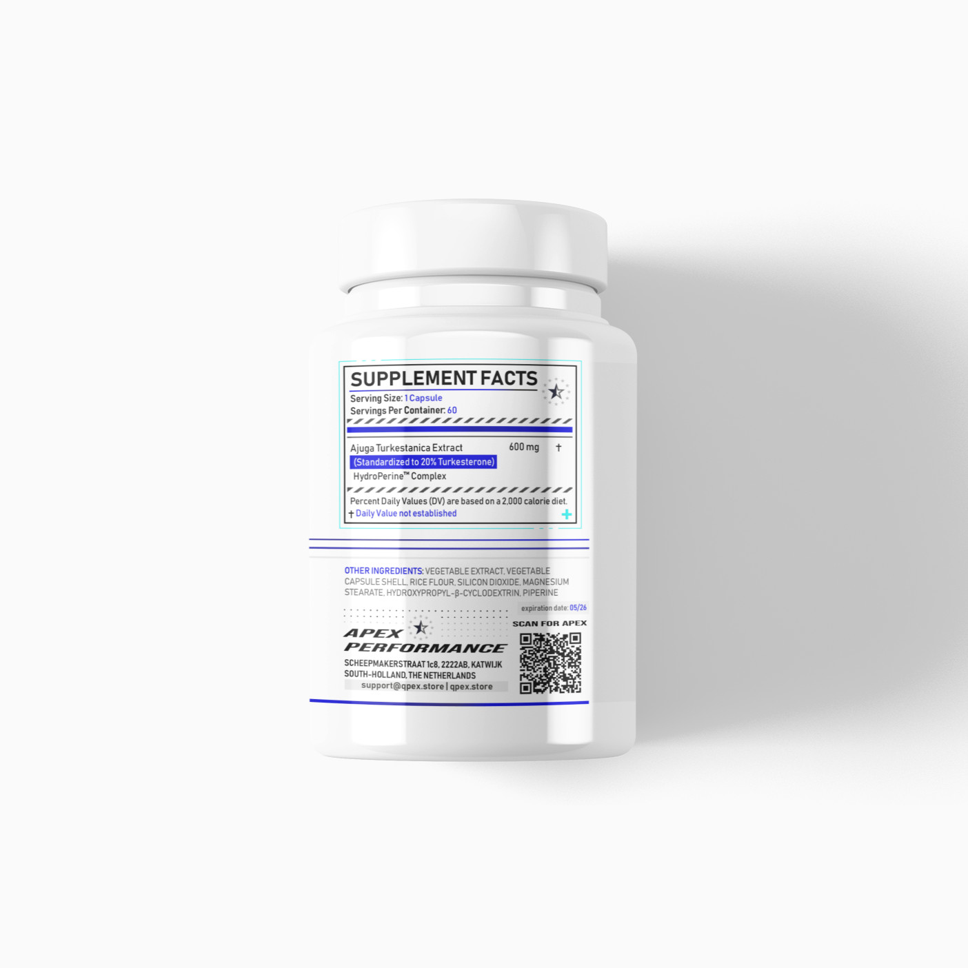 Turkesterone+™ 20% Complex with Hydroxypropyl-β-Cyclodextrin – 60 Pills (600mg)