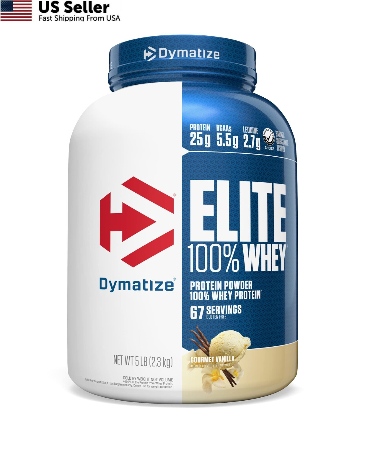 Dymatize Elite 100% Whey Protein Powder, 5 Pound (Pack of 1), Gourmet Vanilla