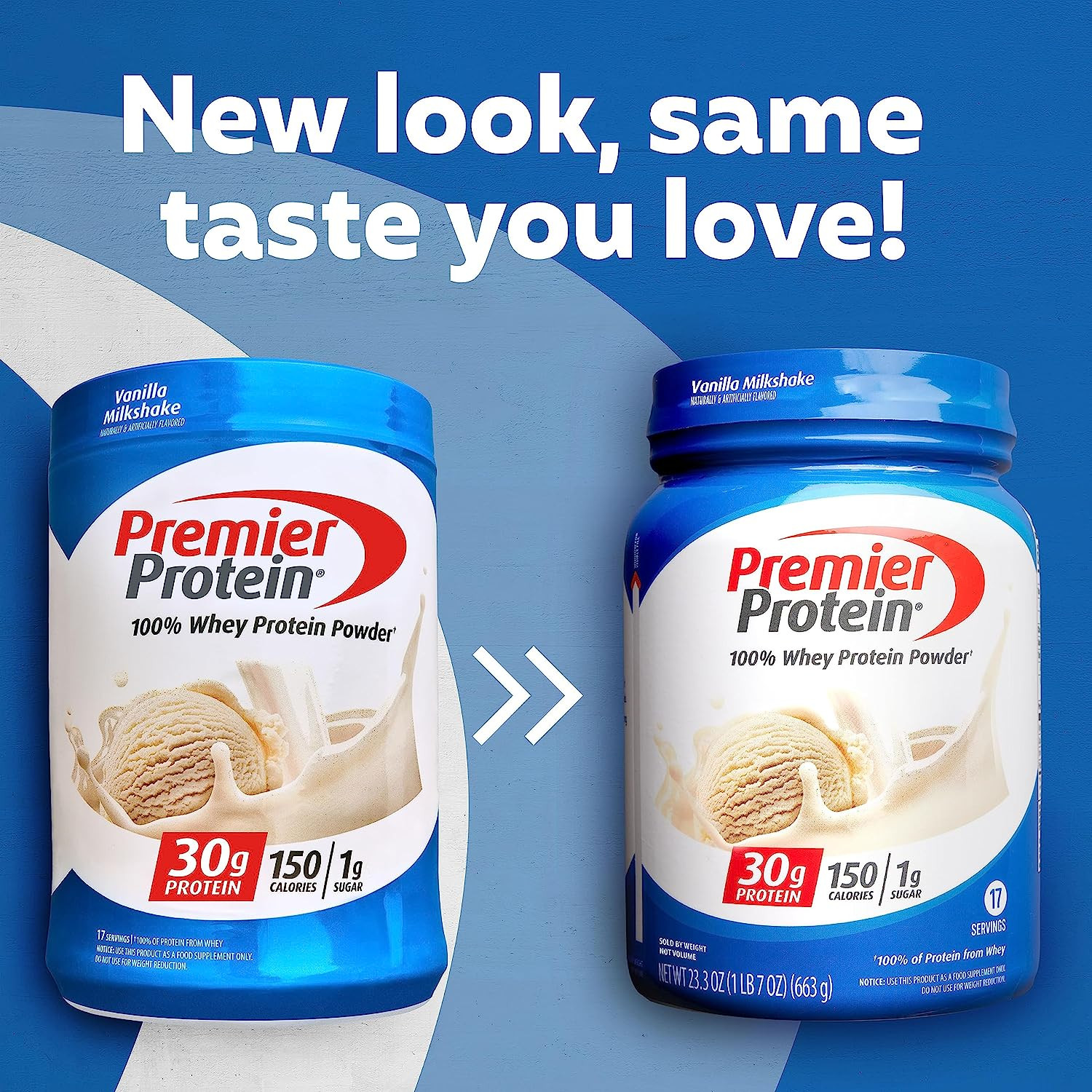 Premier Protein 100% Whey Protein Powder, Vanilla Milkshake, 30g Protein, 23.3oz