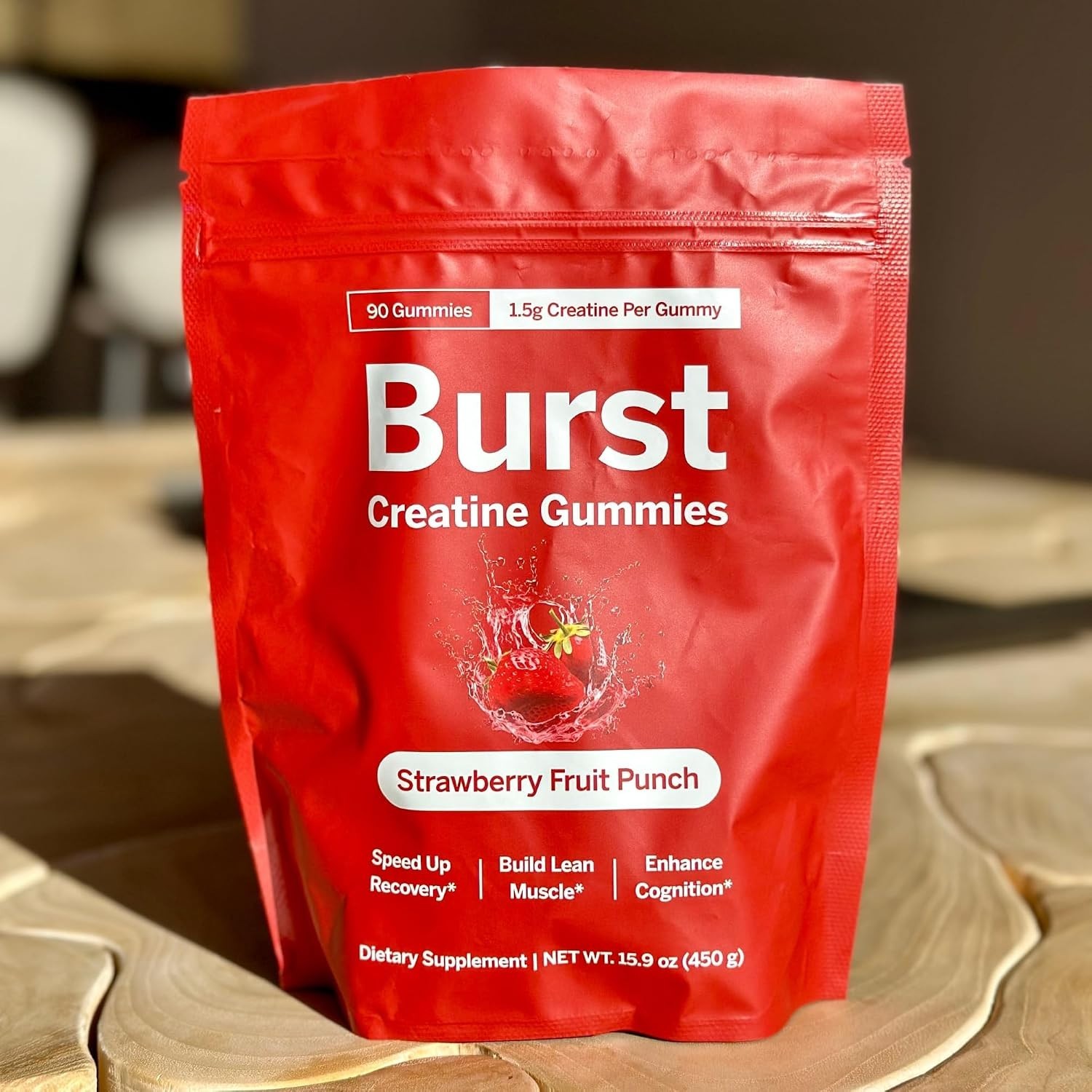 Natural Creatine Gummies for Strength & Recovery – Strawberry Flavor, 90 Gummies