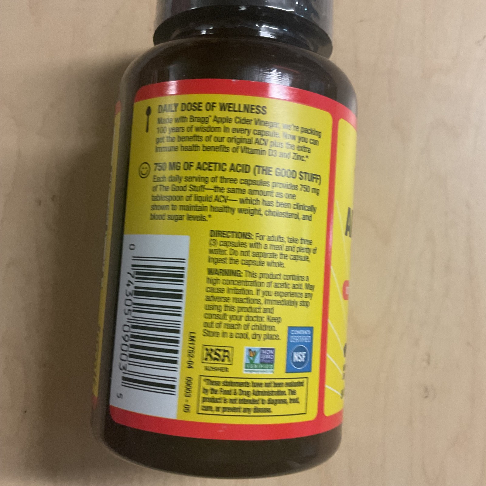 BRAGG Apple Cider Vinegar 90 Capsules – 750 Mg Acetic Acid EXP 05/2028 NEW