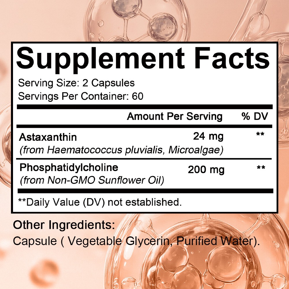 Liposomal Astaxanthin Supplement,120 Capsules,Joint,Eye,Skin And Immune
