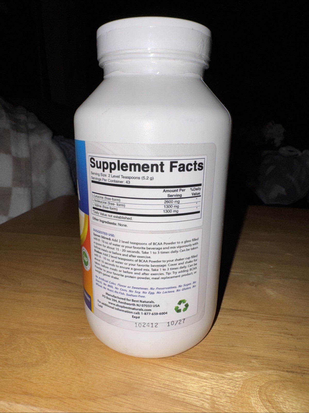 Best Naturals BCAA Powder 8 OZ Sealed Expiration 10/27
