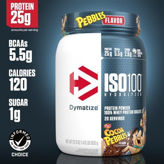 Dymatize ISO100 Hydrolyzed Whey Isolate Protein Powder, Cocoa Pebbles 20 Serving