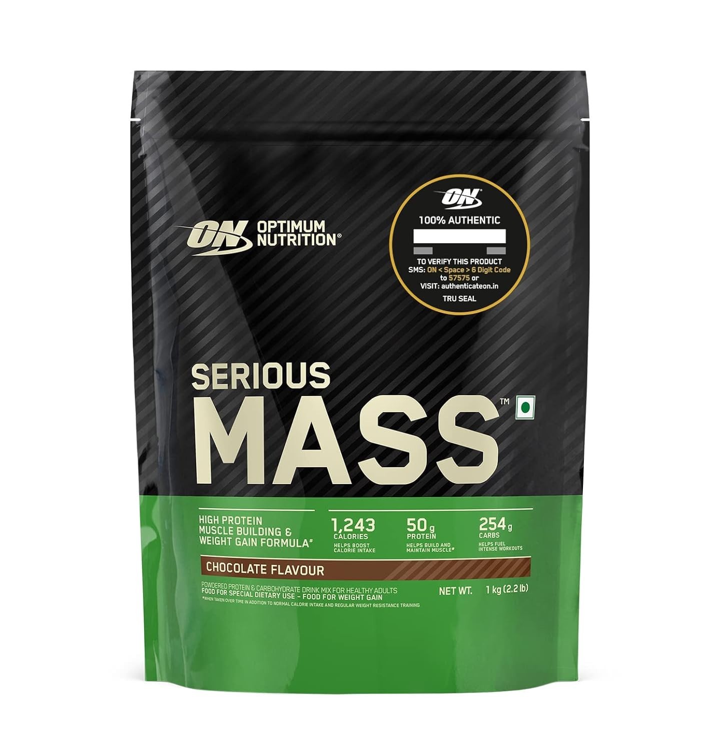 Serious Mass High Protein High Calorie Weight Gainer Powder 1kg Chocolate Flavor