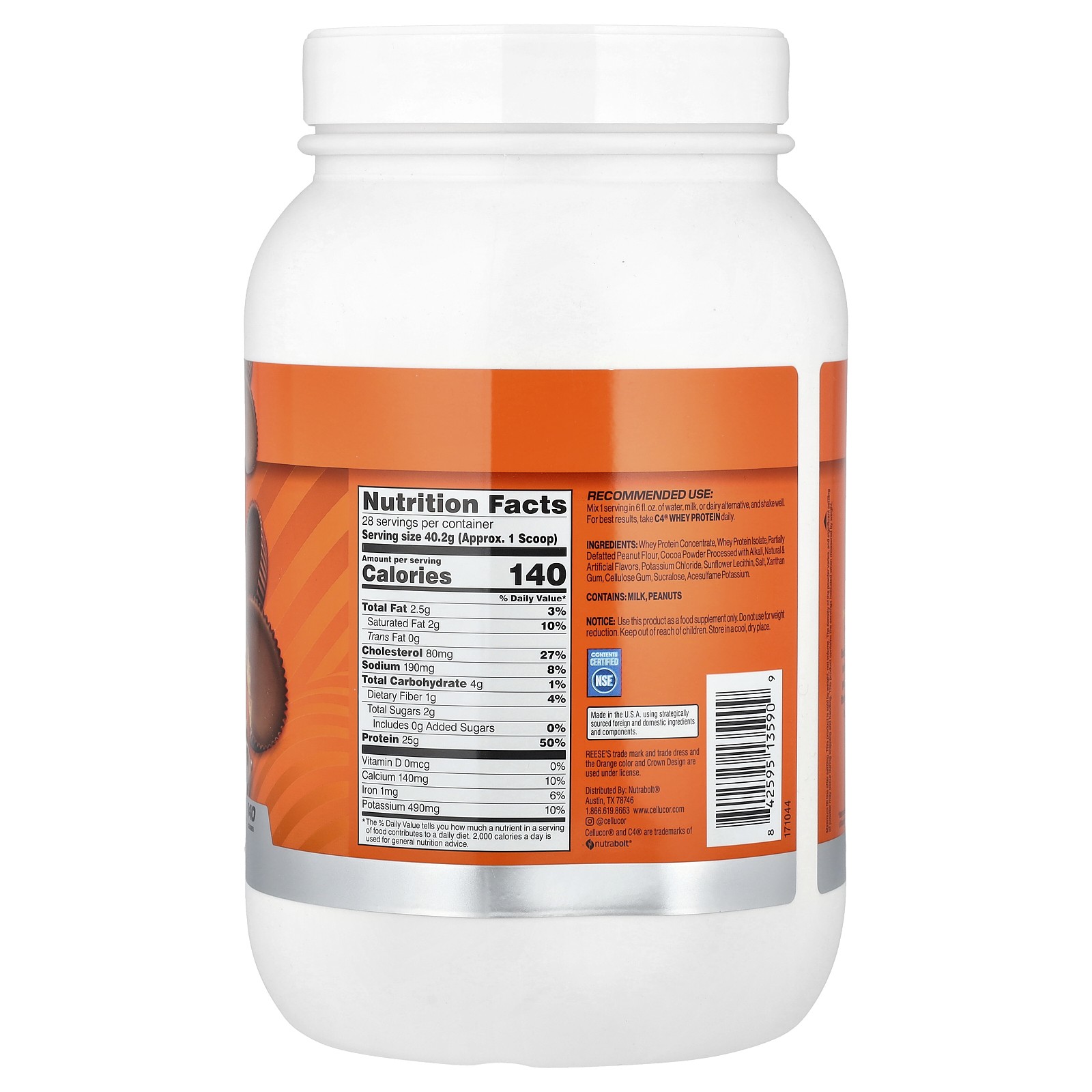 C4® Whey Protein, Reese’s Peanut Butter & Chocolate, 2.48 lb (1.13 kg)