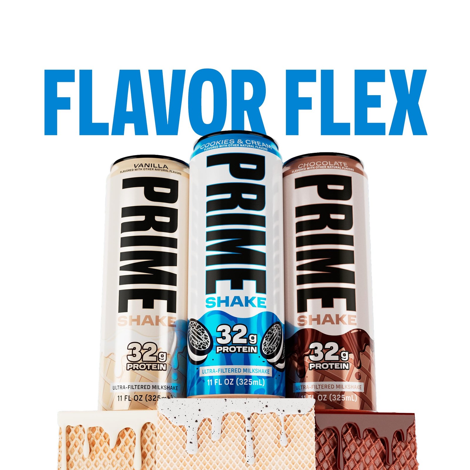 PRIME Shakes, Cookies & Cream, 32g Protein Shake for 11 Fl Oz (Pack of 12)