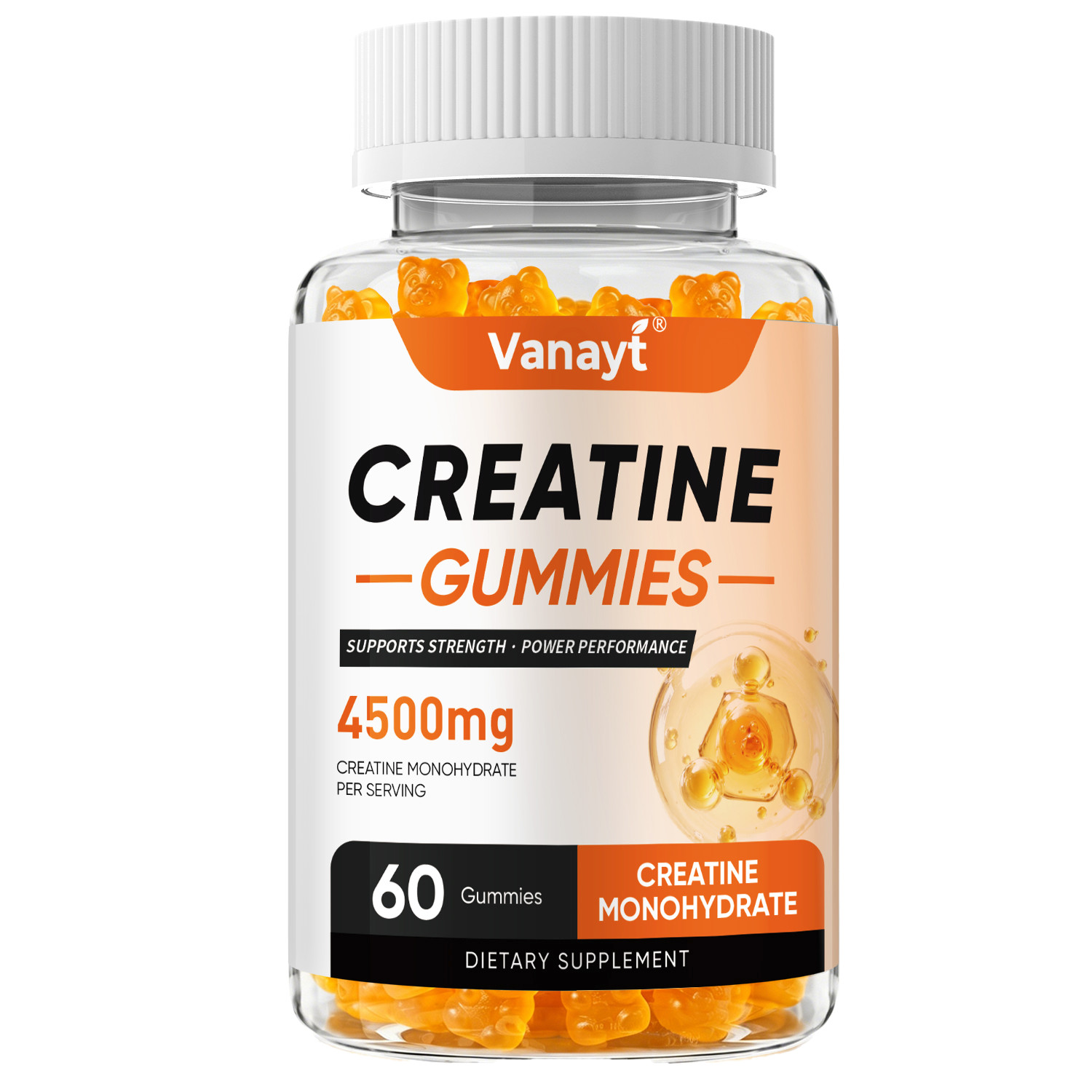 4500mg Creatine Monohydrate Gummies Workout Performance Muscle Recovery 60 Gummy